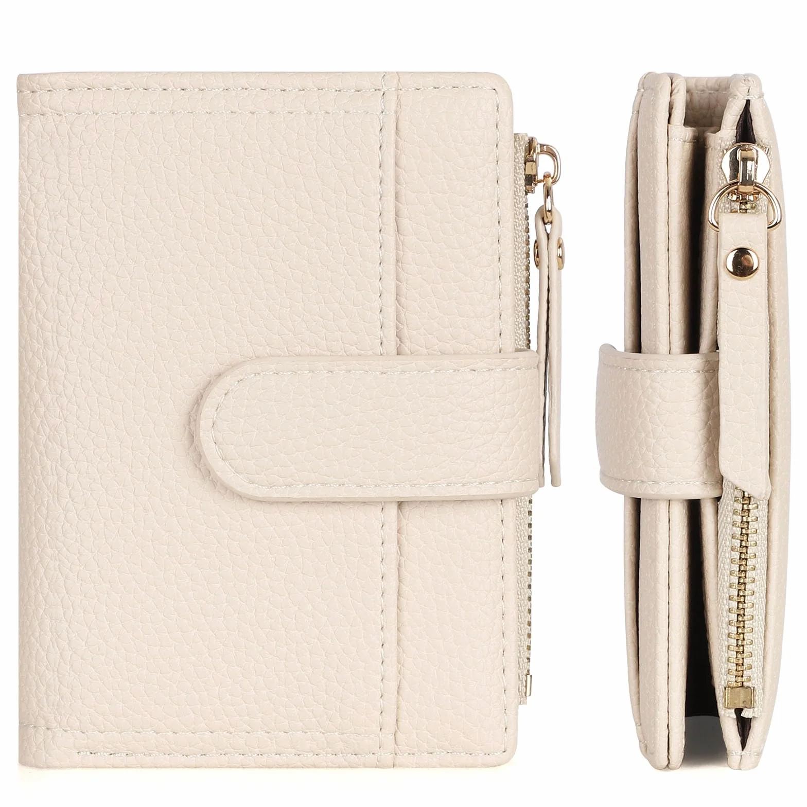 Portefeuille Femme Cuir Blanc avec Fermeture éclair et Porte-Cartes