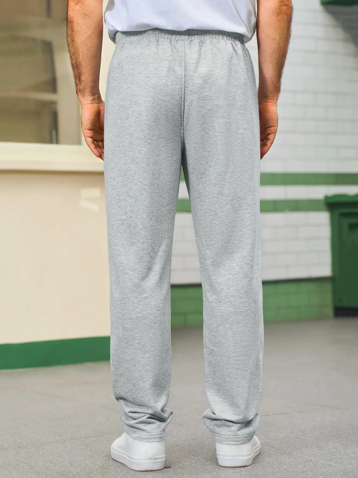 Pantalon de jogging homme coupe droite sport long décontracté taille élastique cordon de serrage