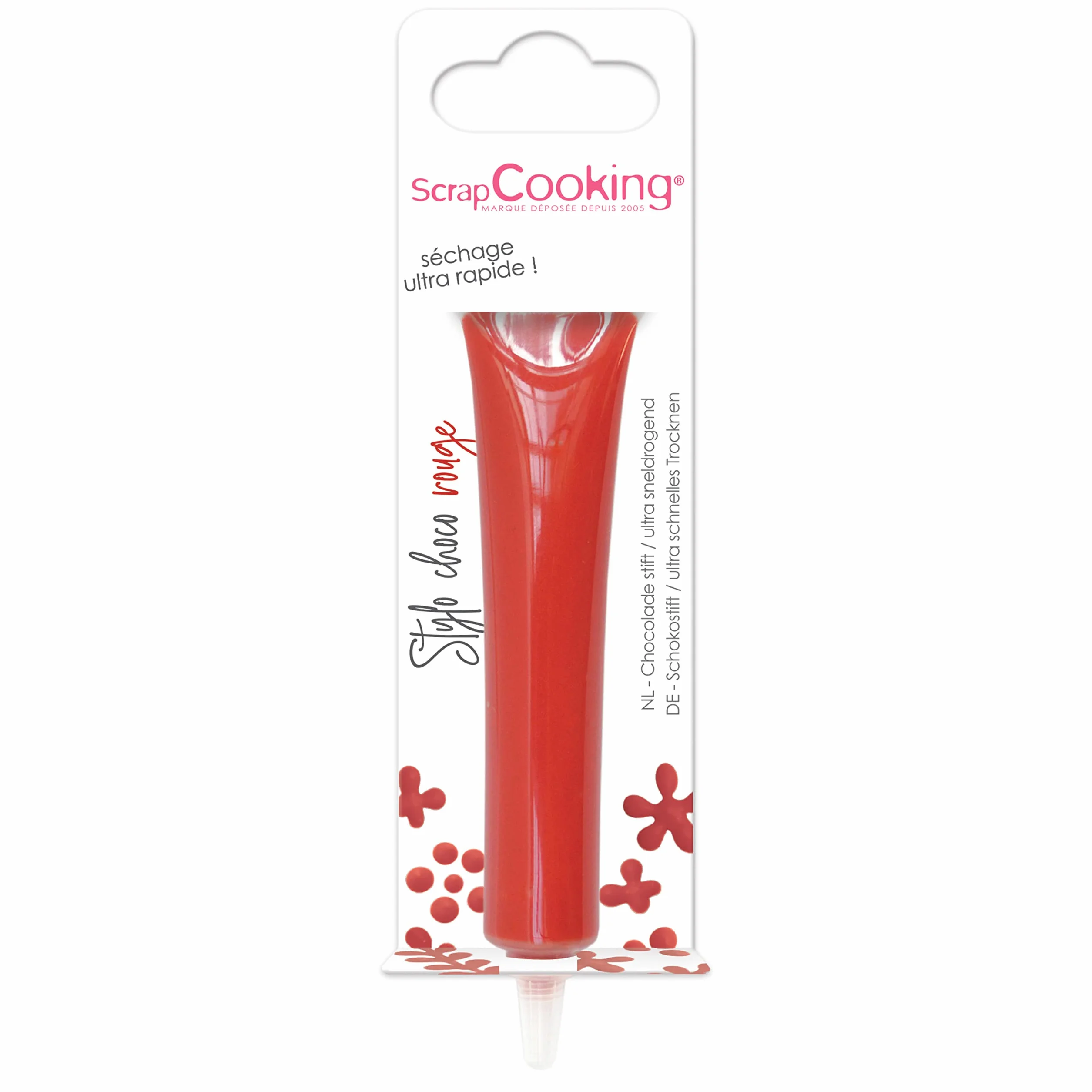 ScrapCooking - Stylo Choco Rouge - Crayon Alimentaire Pâtisserie 25 g - Stylo Décoratif Comestible - Écrire & Dessiner sur Desserts, Gâteaux & Biscuits Noël Anniversaire - 6803