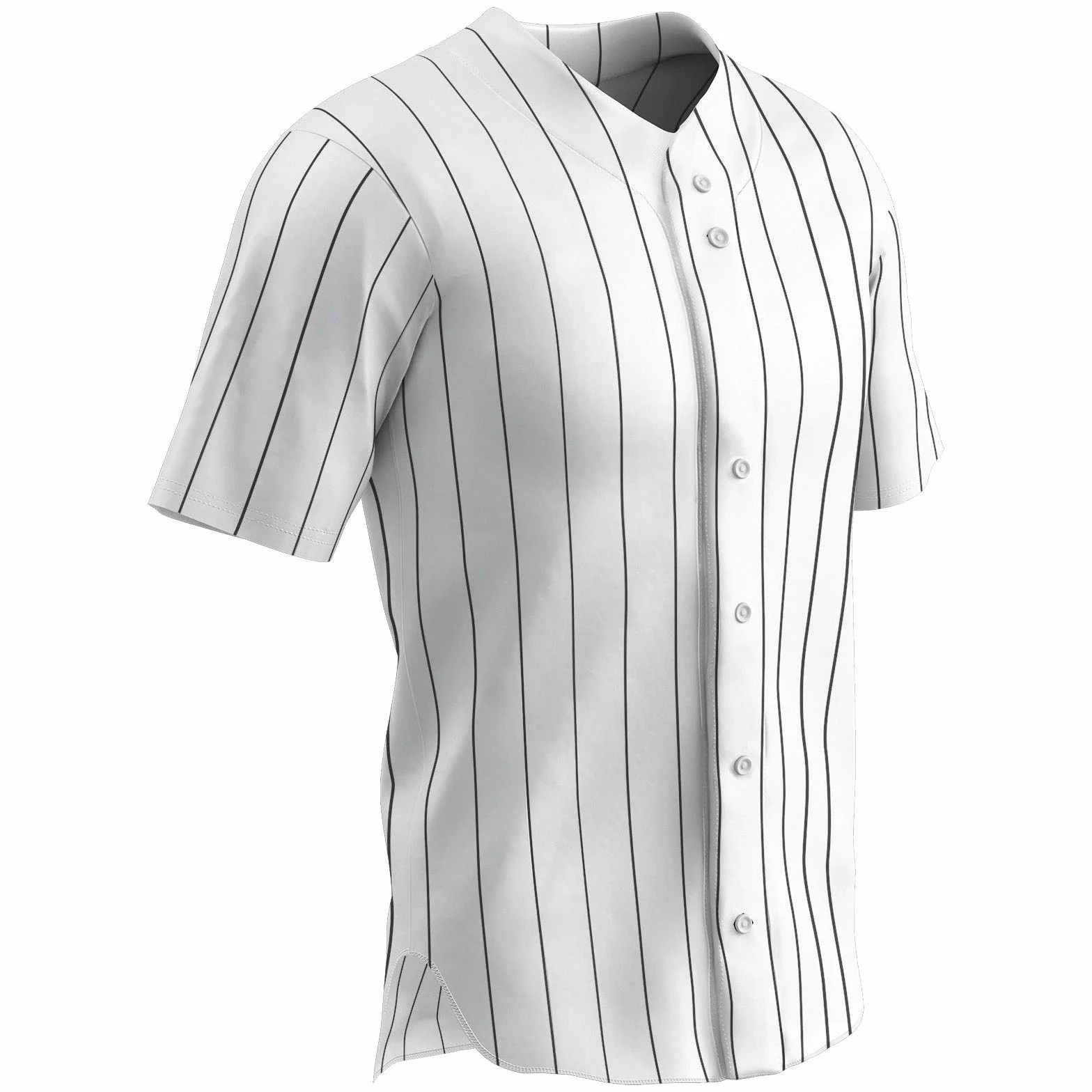 Champro Ace Maillot de Baseball Polyester Boutons Adulte 3XL Blanc Épingle Noire