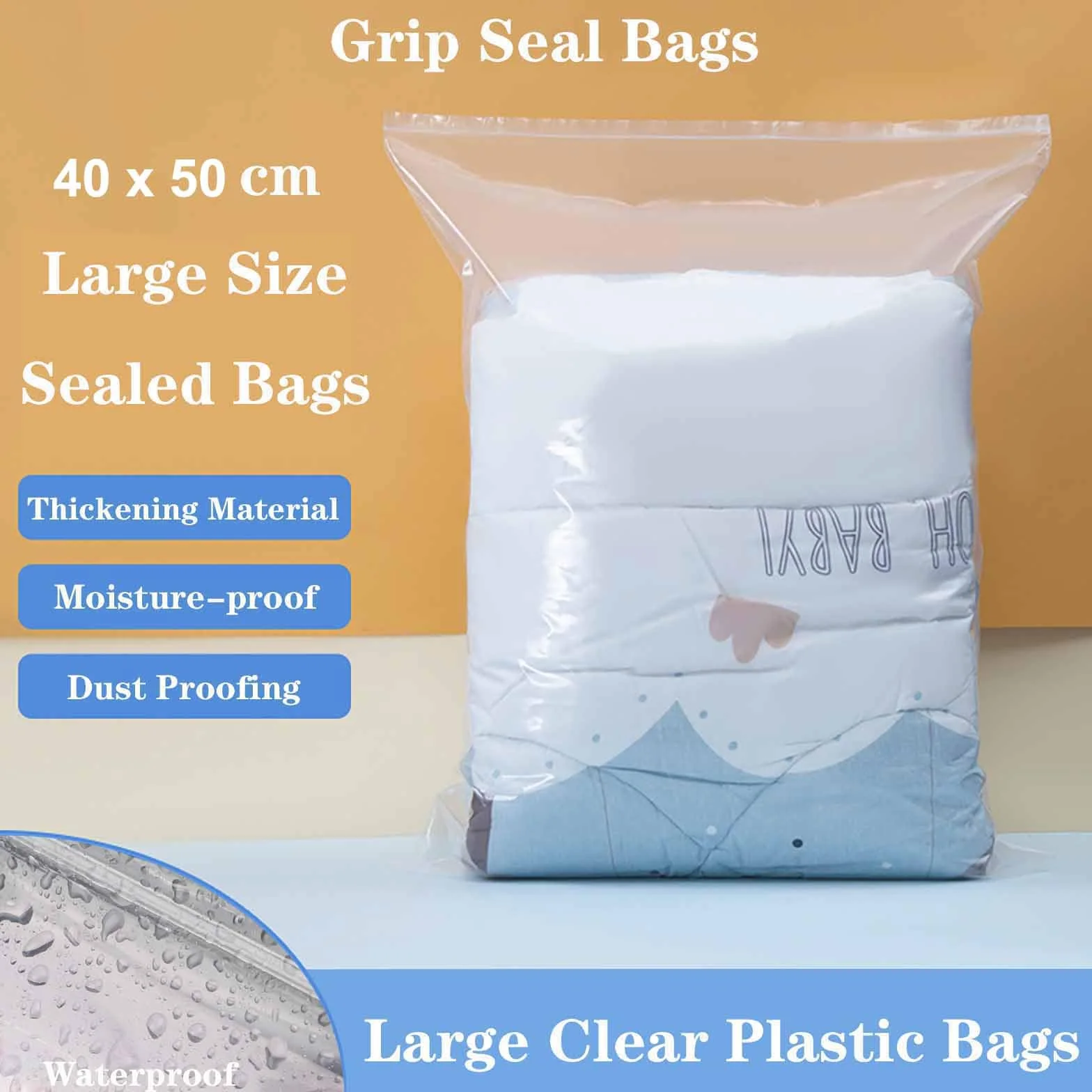 Sacs étanches à fermeture transparente pour bagages 40 x 50 cm, lot de 30, réutilisables et refermables