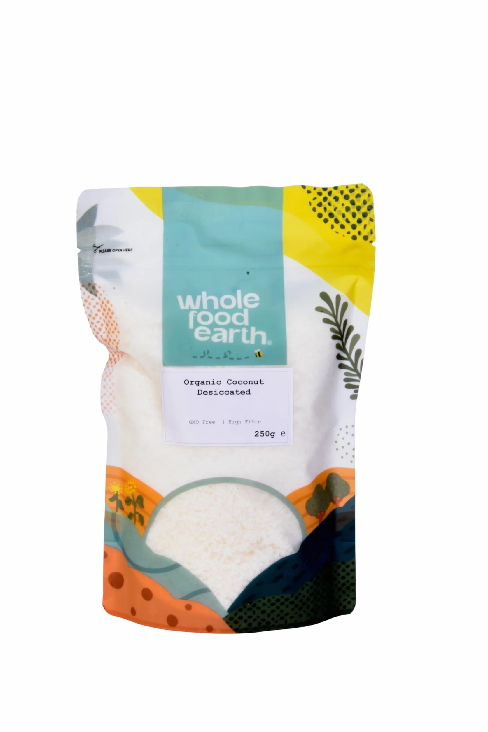 Wholefood Earth Tranche de noix de coco brute 250 g | Sans OGM | Naturel | Haute teneur en fibres, l'emballage peut varier