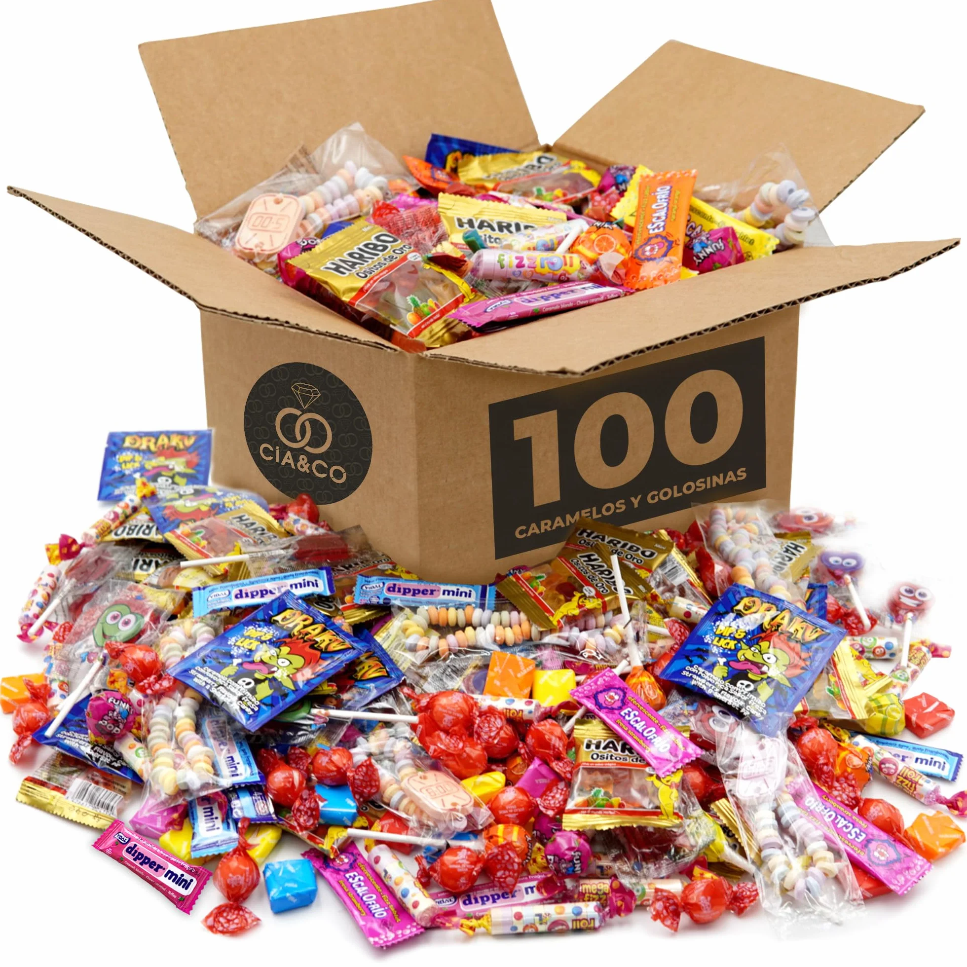 Cia&Co Mega Box 100 Bonbons Friandises Confiseries Pour Anniversaires Fêtes Enfants Halloween Noël