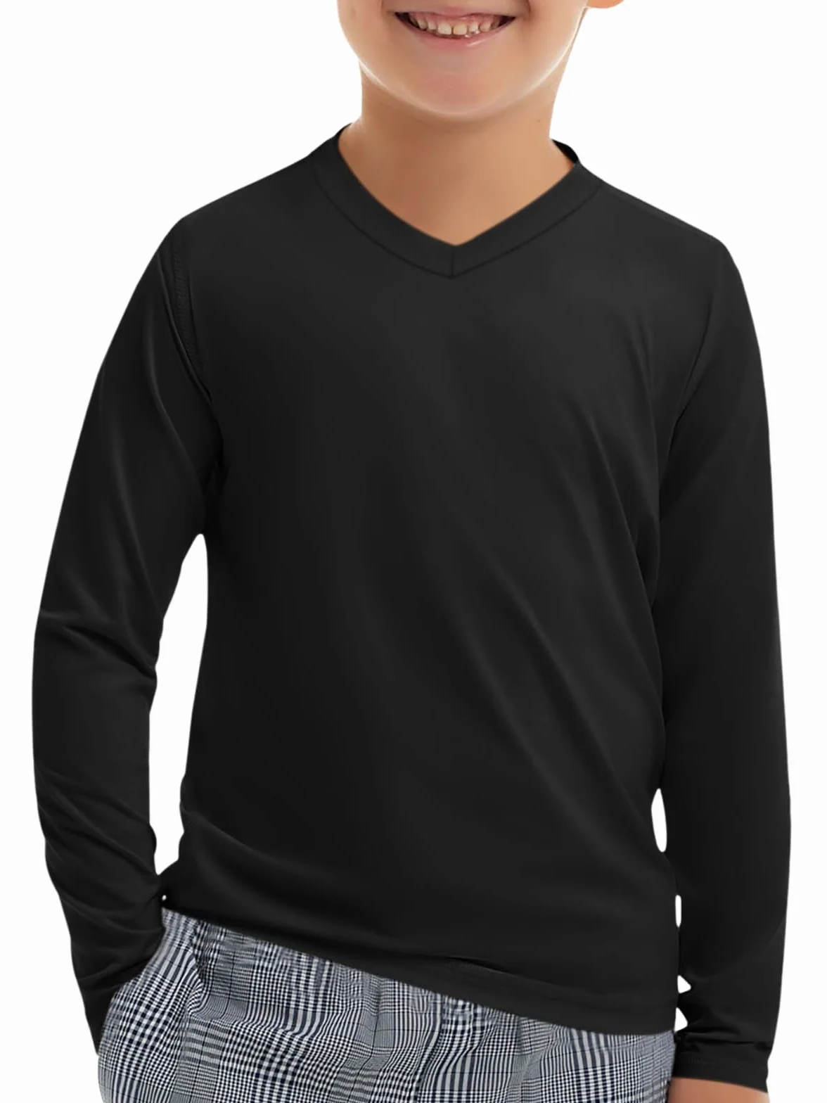 T-shirt à manches longues col en V garçon UPF 50+ Séchage rapide Doux