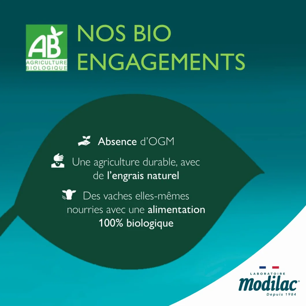 Modilac - Lait Infantile en Poudre Bio 1 - Riche en DHA, Sans Huile de Palme - Convient en Relais de l'Allaitement Maternel - Certifié AB - 1er Age, de 0 à 6 Mois - Lot de 3x800g