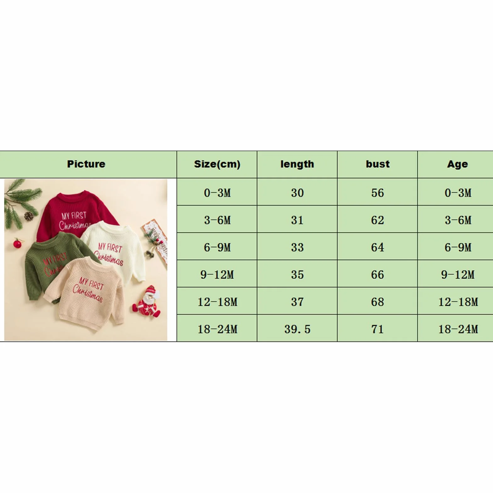 Pull de Noël à manches longues bébé garçon fille – Tricoté nouveau-né – Tenue d'hiver Noël