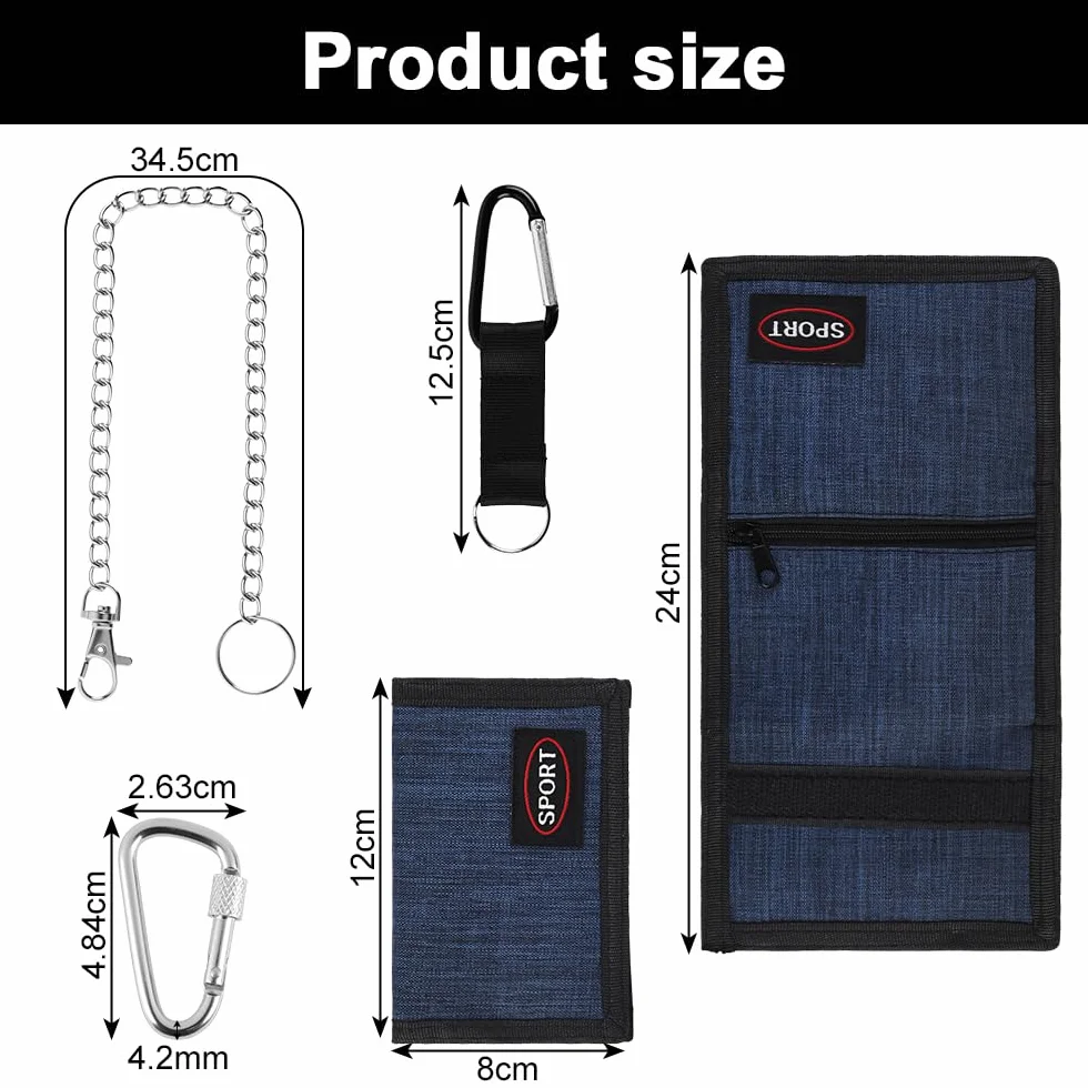 Portefeuille pliable pour homme avec chaîne à clip, 12x8x1 cm, moderne