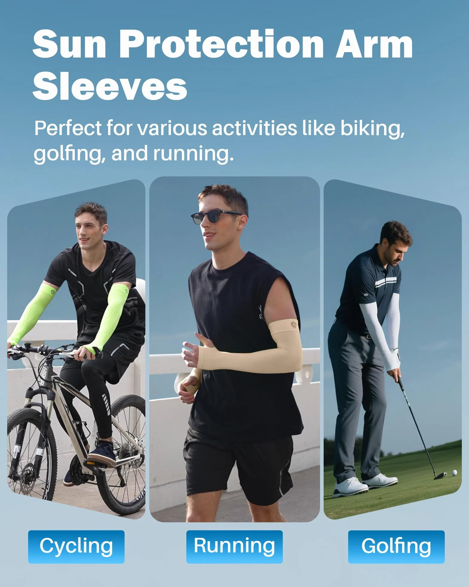 Manchette Bras Anti UV Manchon de Compression Protection Solaire Sport Cyclisme Golf Homme Femme