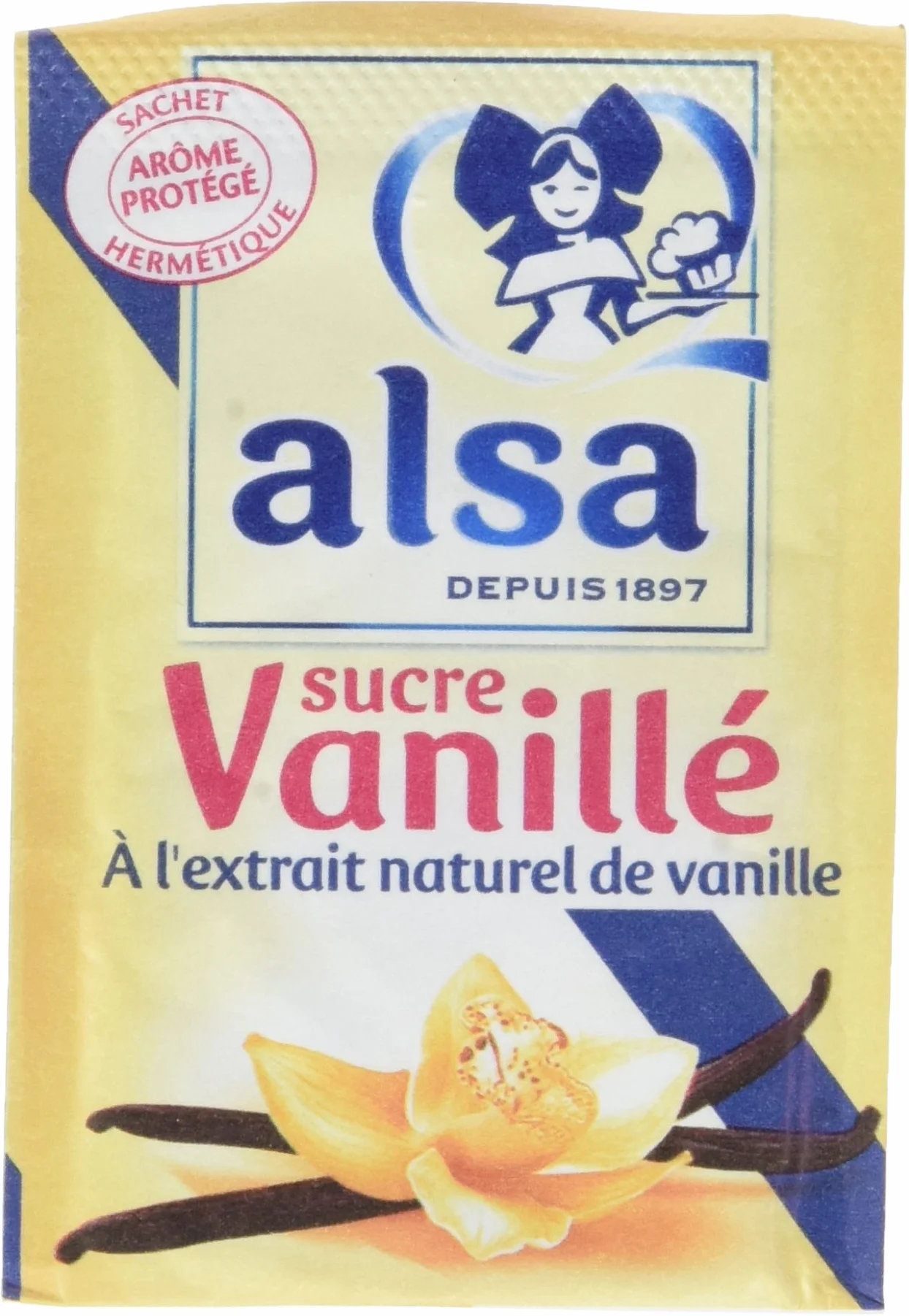 Alsa Sucre Vanillé à Extrait Naturel de Vanille x12 Sachets 90g - Lot de 4