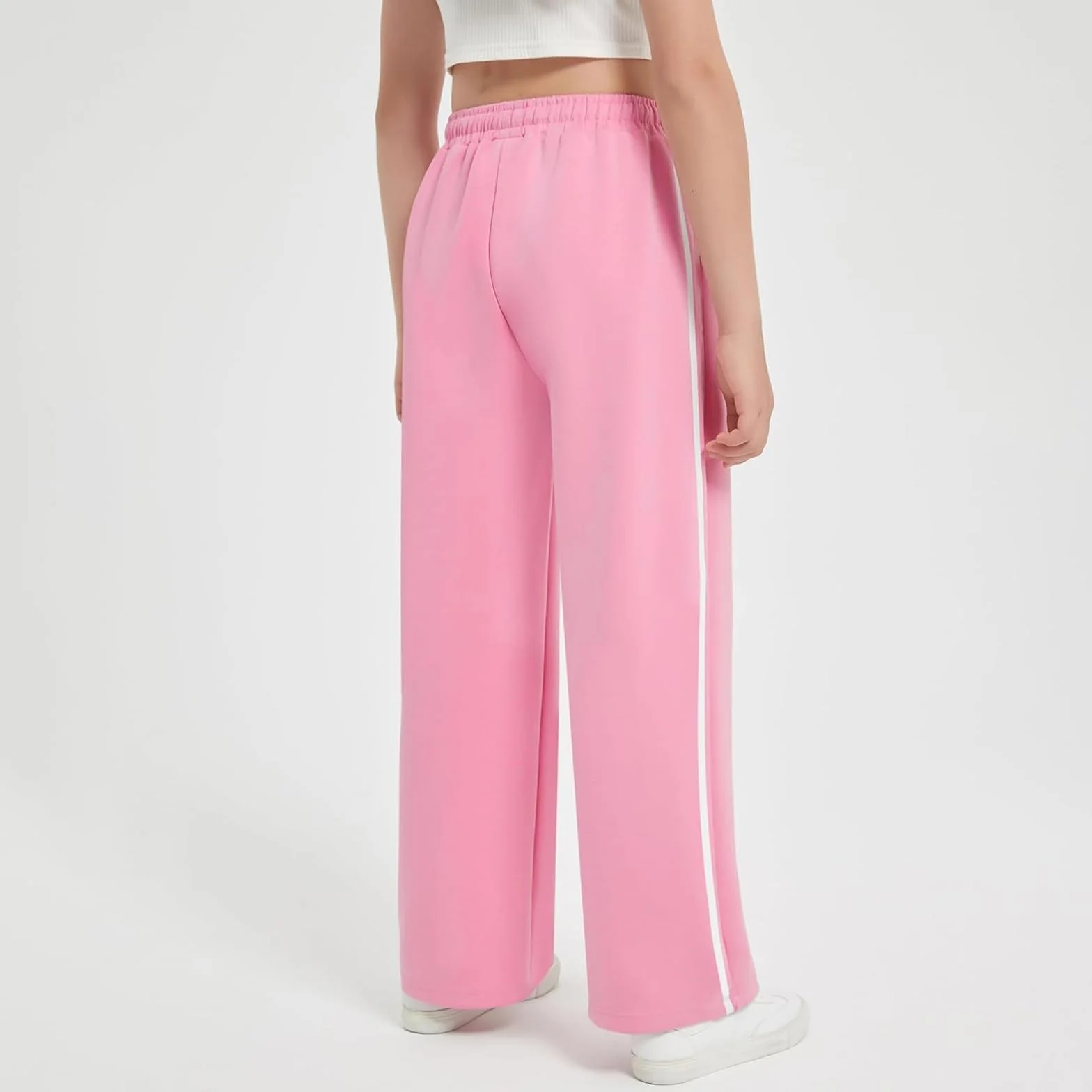 Pantalon évasé en coton pour fille taille élastique stretch confortable long quotidien école tendance