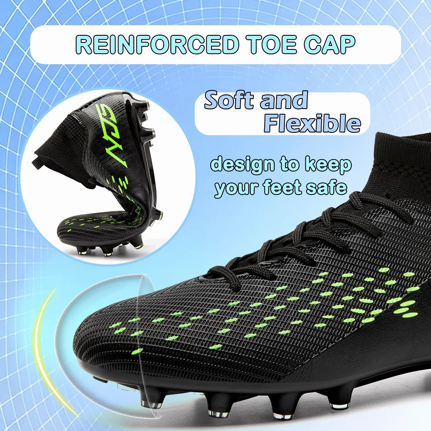 Chaussures de Football Homme Haute Bande Spike Crampons Profession Adultes Athlétisme Entrainement