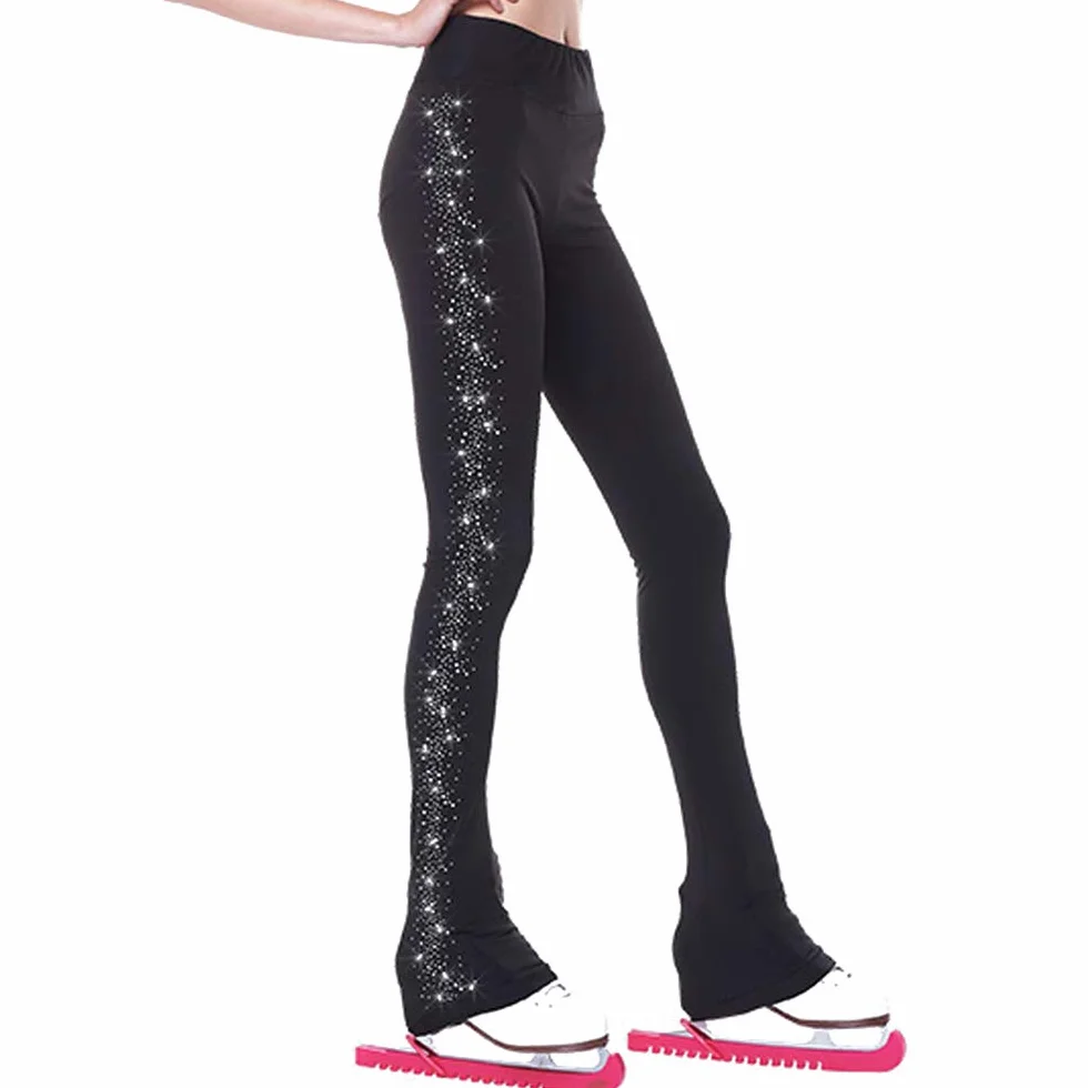 LIUHUO Pantalon de Patinage Artistique Filles Chaud Polaire Stretch Leggings