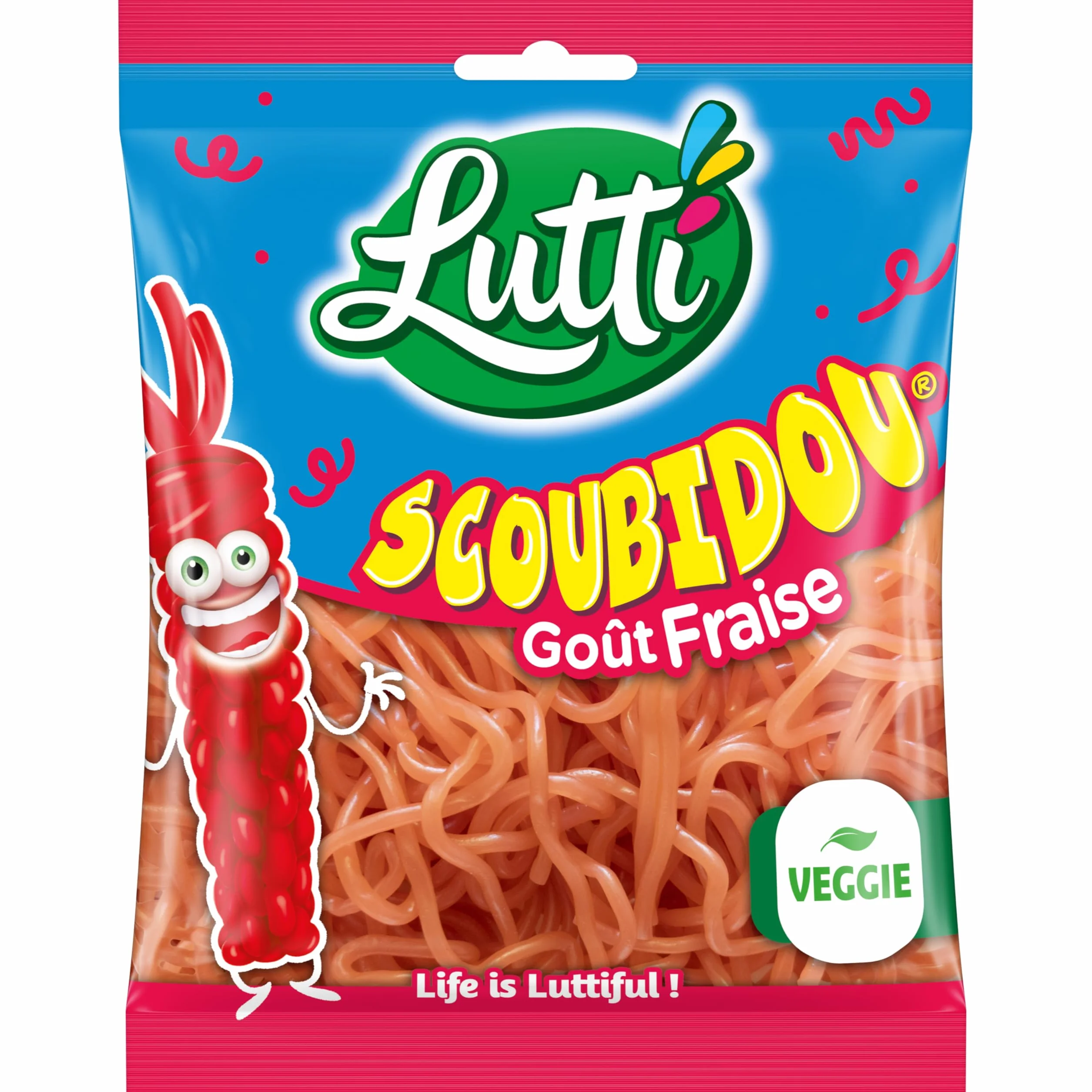 LUTTI Bonbons Lutti Scoubidou Fraise - 200g