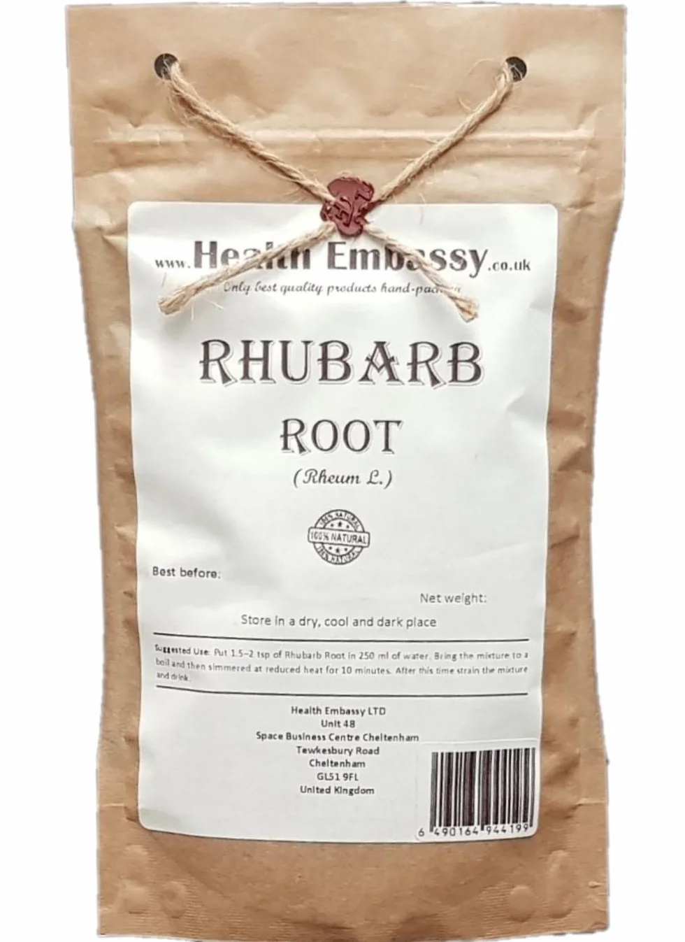 Health Embassy Racine de Rhubarbe Tisane | Rheum L | Rhubarb Root (50g)