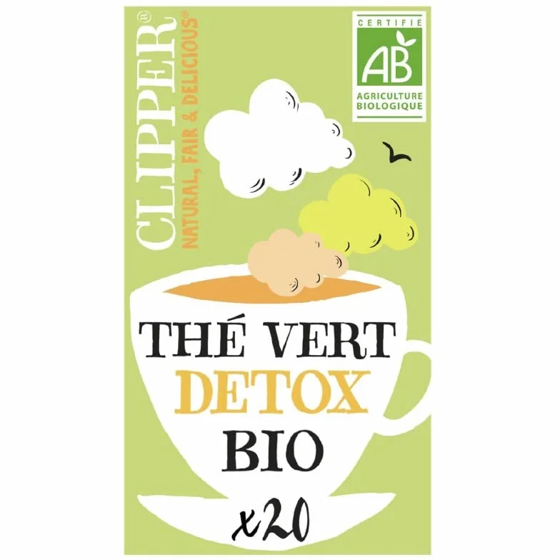 THÉ VERT DÉTOX BIO 40G, CLIPPER, LOT DE 4
