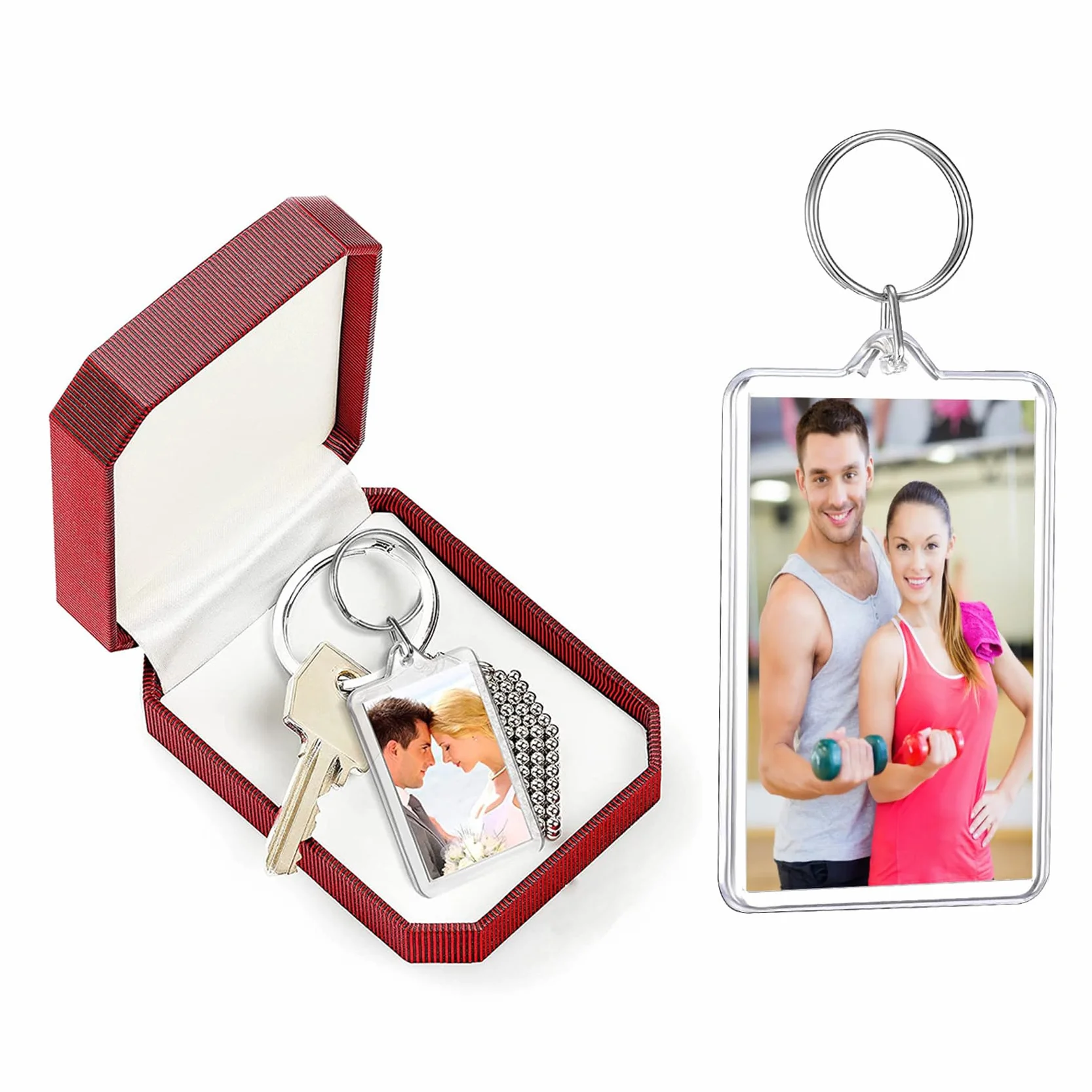 Porte-Clés Photo en Acrylique 4 Pièces Transparent Vierge Anneau Brisé 2.7x4.6cm