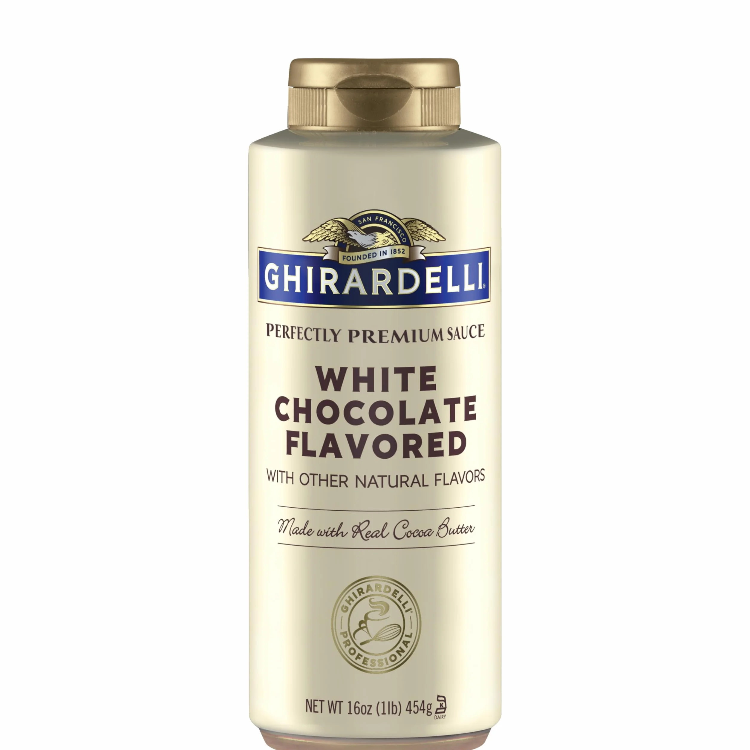 Ghirardelli Bouteille à presser pour sauce aromatisée au chocolat blanc, 473 ml