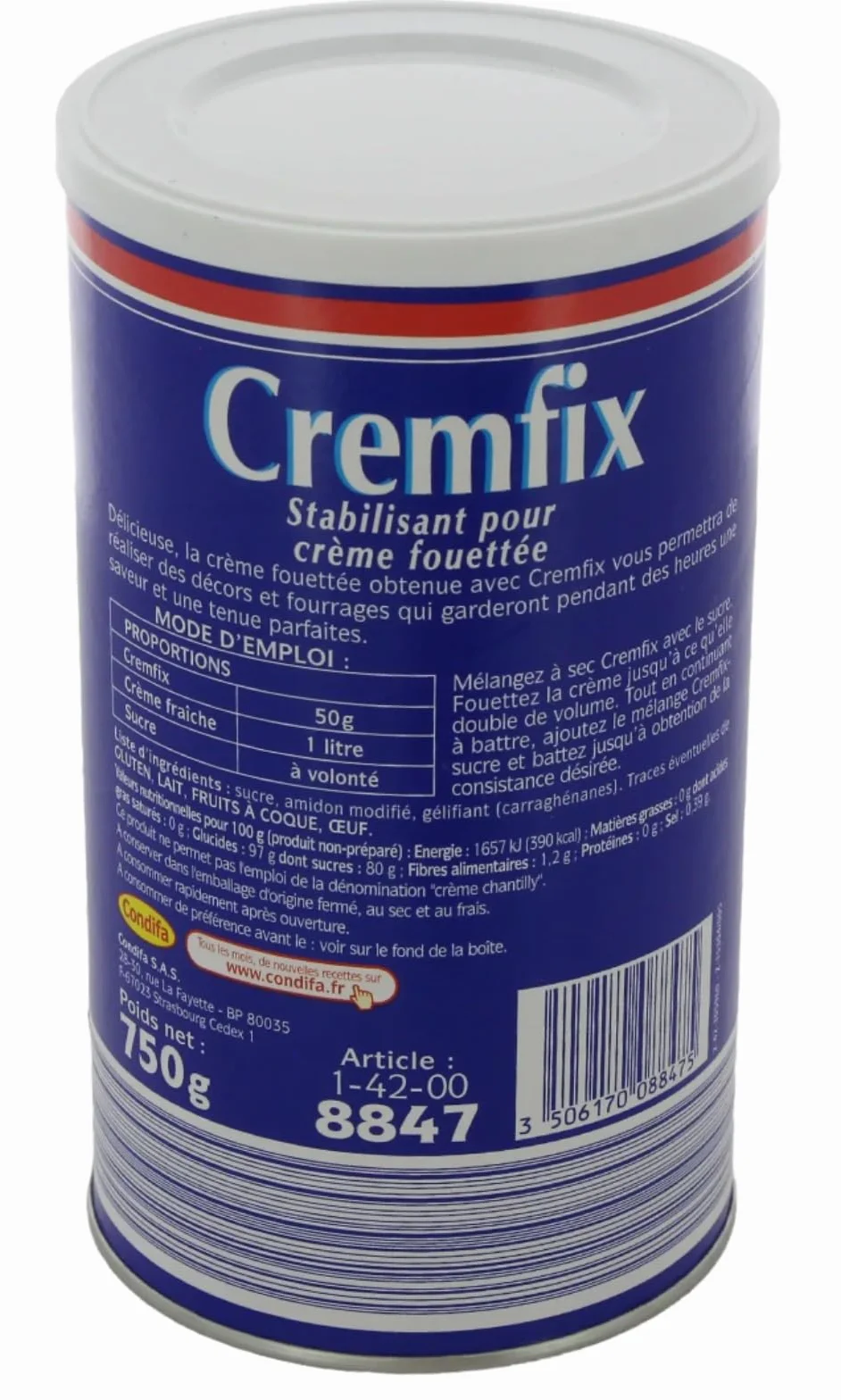 Ancel Cremfix Stabilisant pour Crème Fouettée750g/Boite - Livraison Graruite France (1 boite)