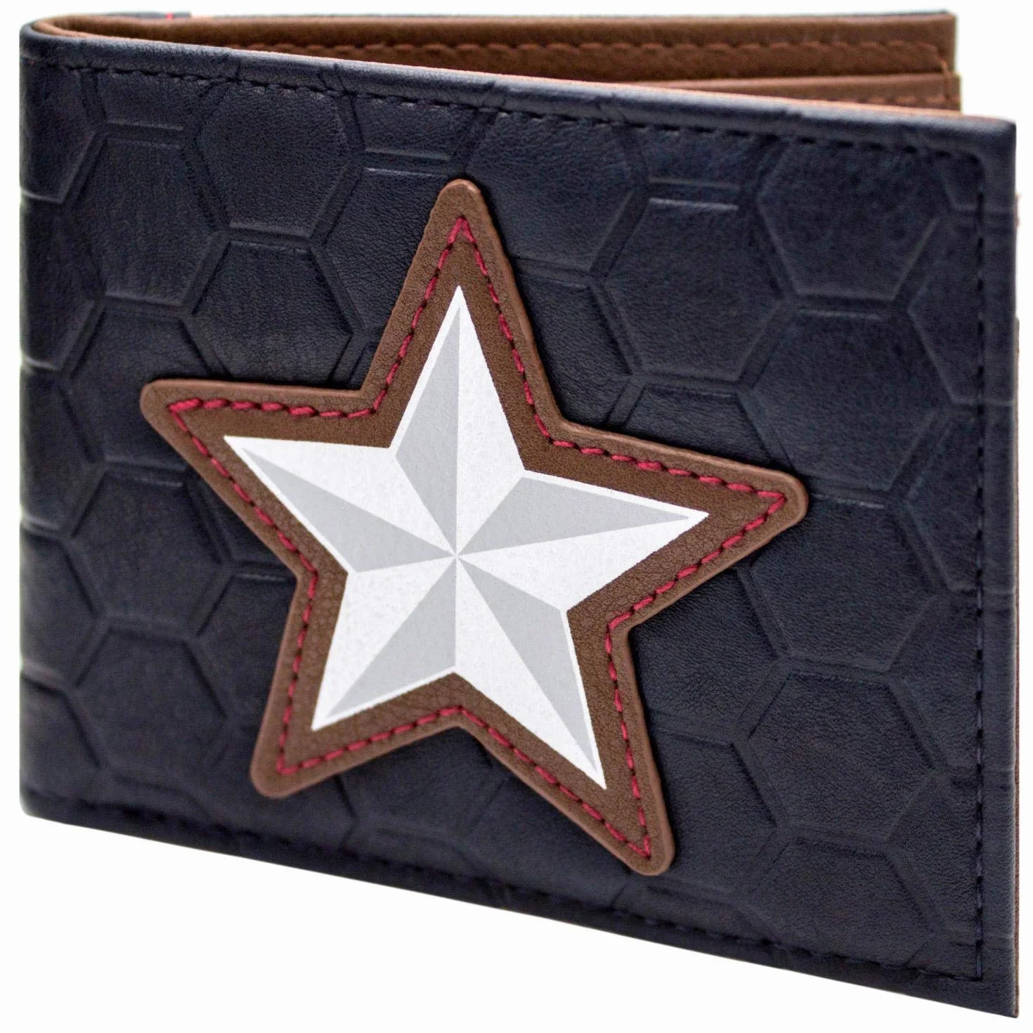 Portefeuille Captain America Étoile et Bouclier Endgame Bi-Fold ID Porte-Cartes Bleu