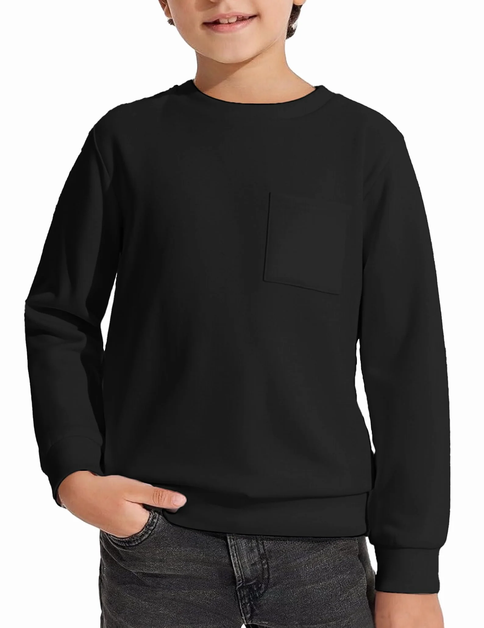 Arshiner Sweatshirt Garçons Pull Polaire Col Rond Manches Longues Unisexe Hiver Poche
