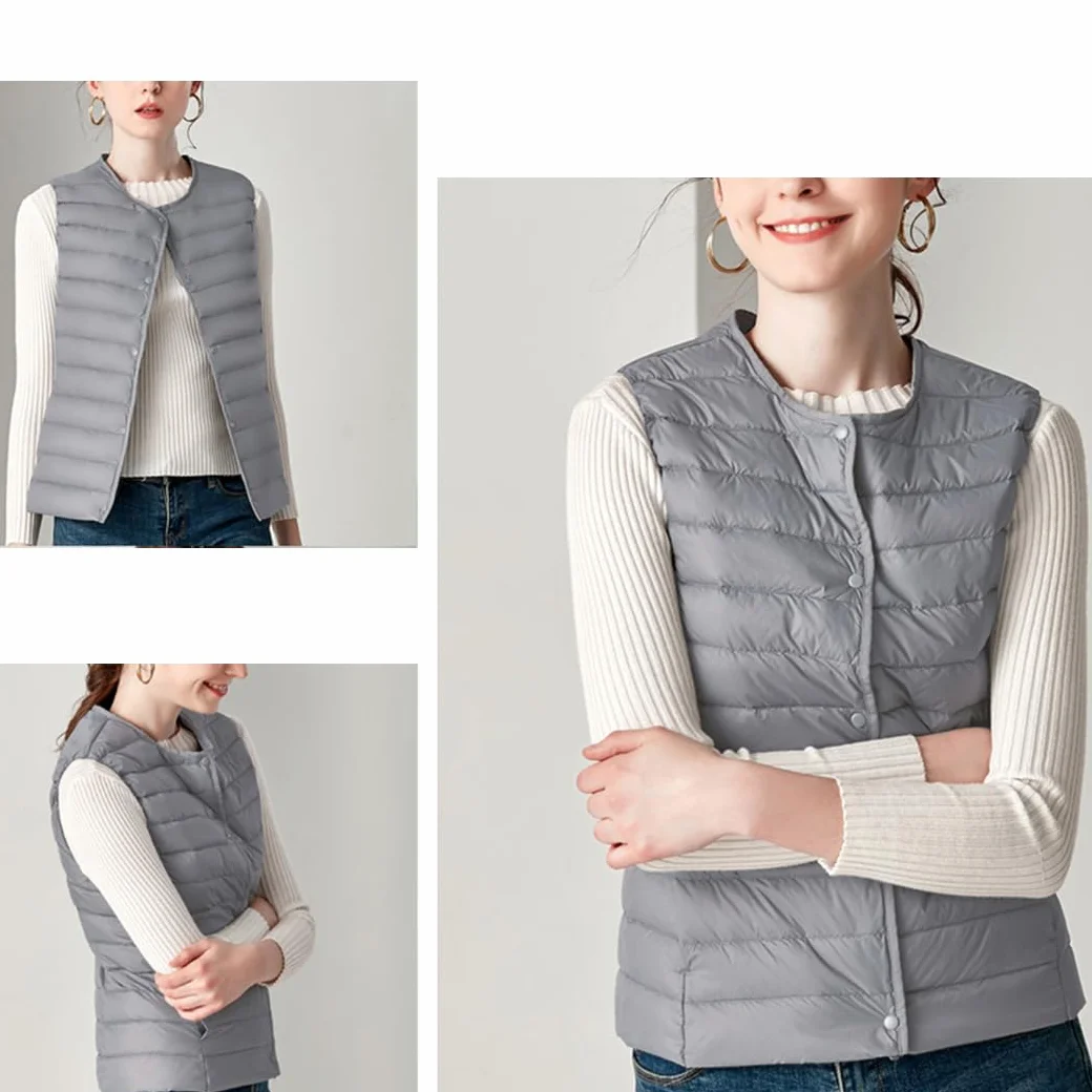 Gilet en Duvet de Canard pour Femme Chaud Sans Manches Hiver