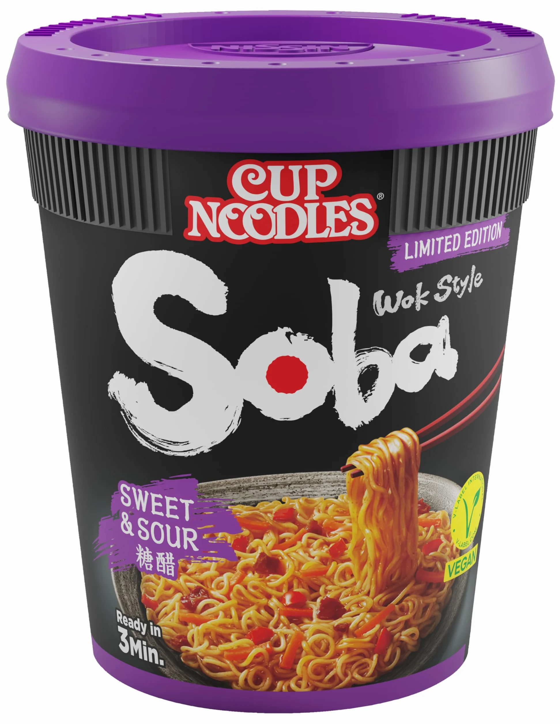 NISSIN SOBA CUP - Nouilles saveur SWEET AND SOUR 88G- Carton de 8 cups