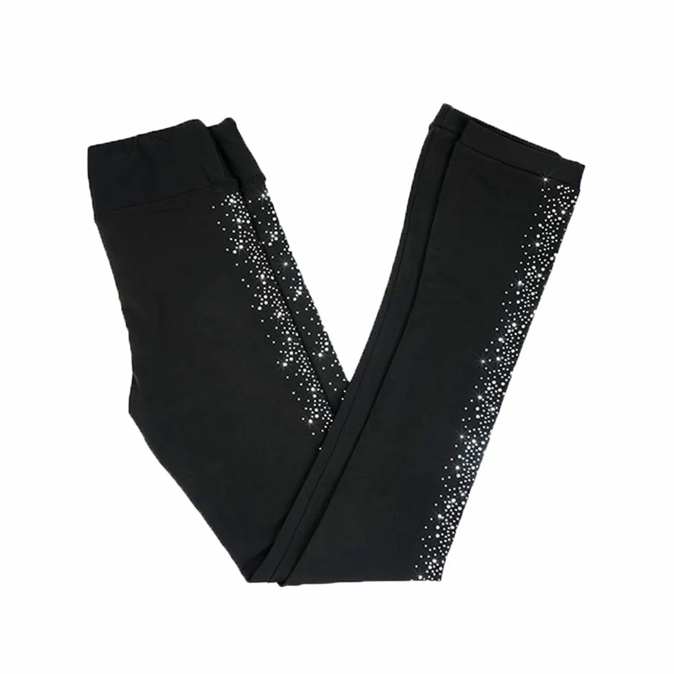 LIUHUO Pantalon de Patinage Artistique Filles Chaud Polaire Stretch Leggings