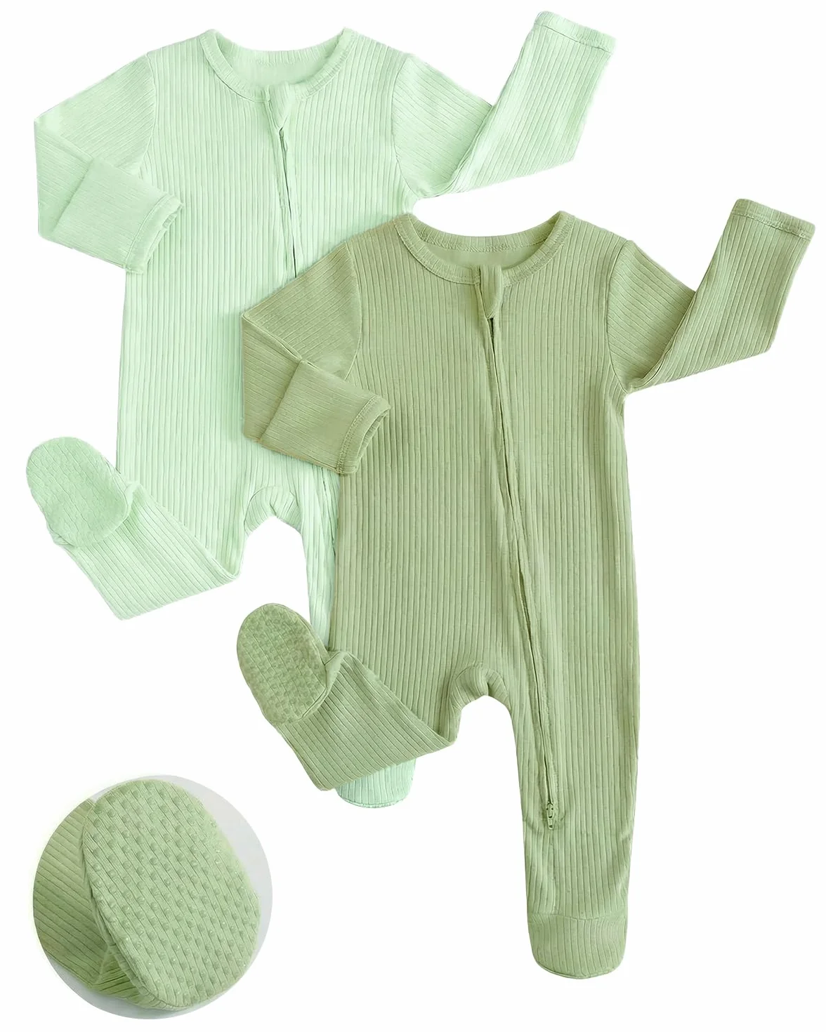 Pyjama Bébé Fille Garçon 100% Coton Combinaison avec Pieds 0-12 Mois 2PCS