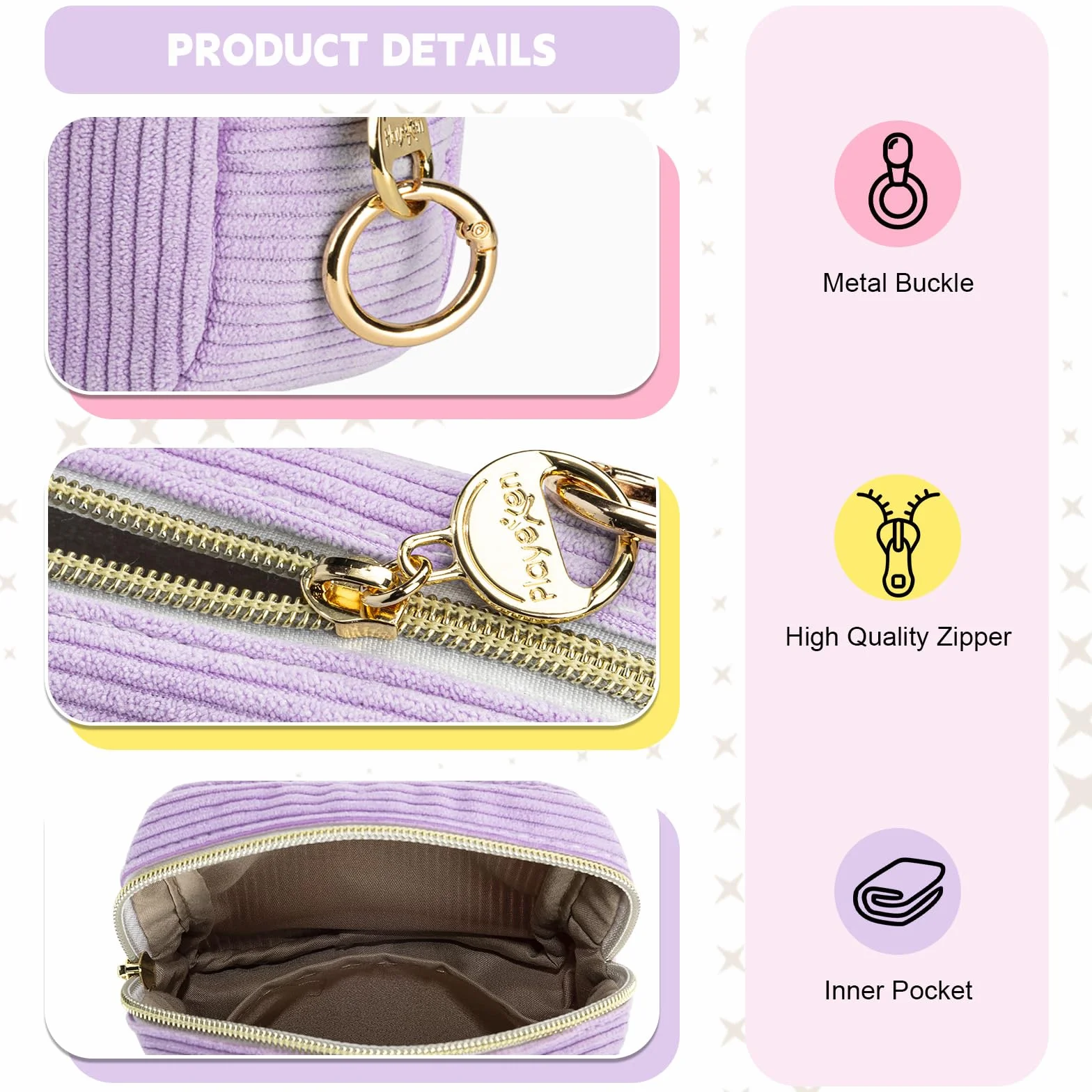 Pochette Rangement Serviettes Hygiéniques Tampons avec Fermeture Éclair Violet