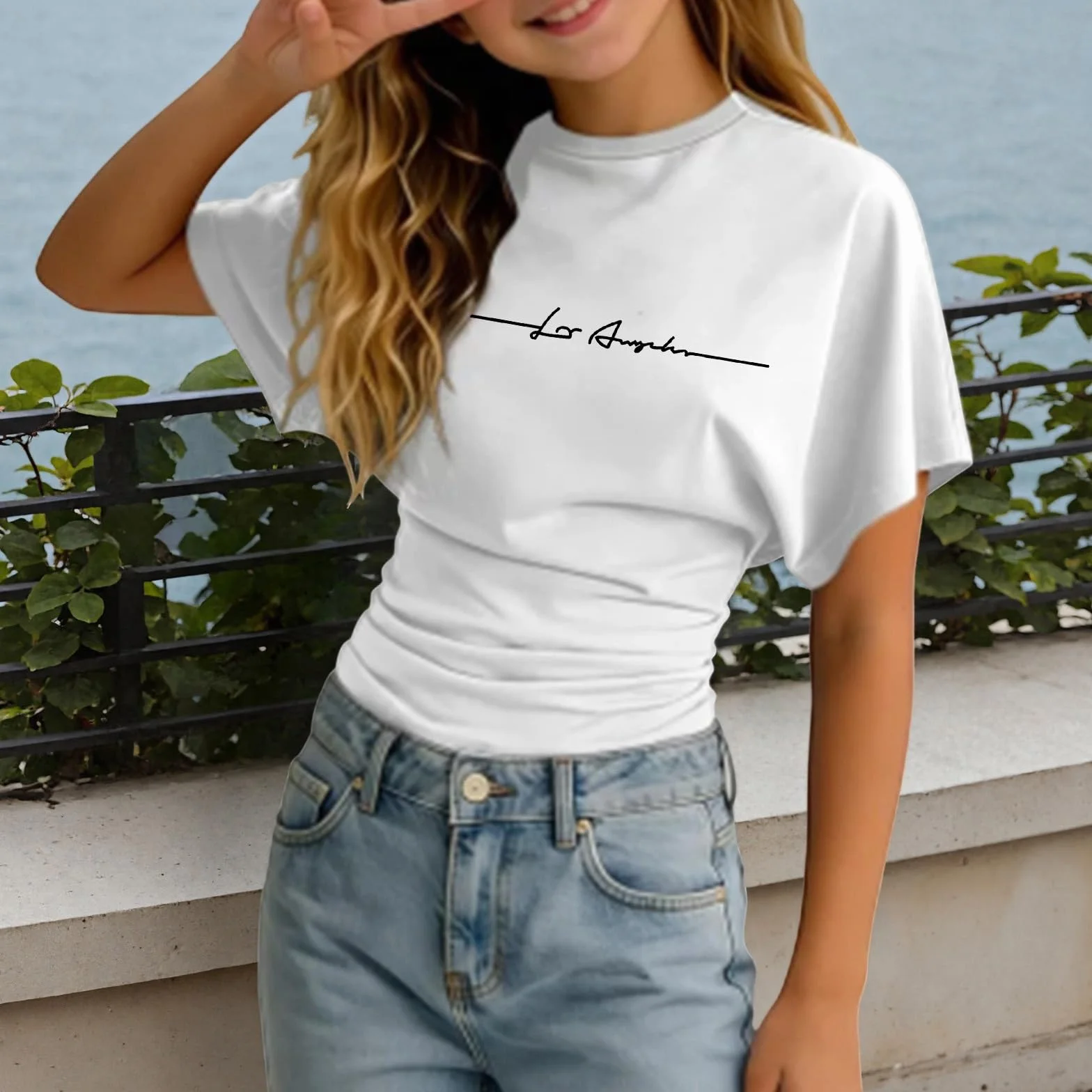 Tunique Enfant Fille Manche Courte Col Rond Ete Fluide Legere T Shirt Ado Fille Chic Casual Haut Blouse 3-14 Ans