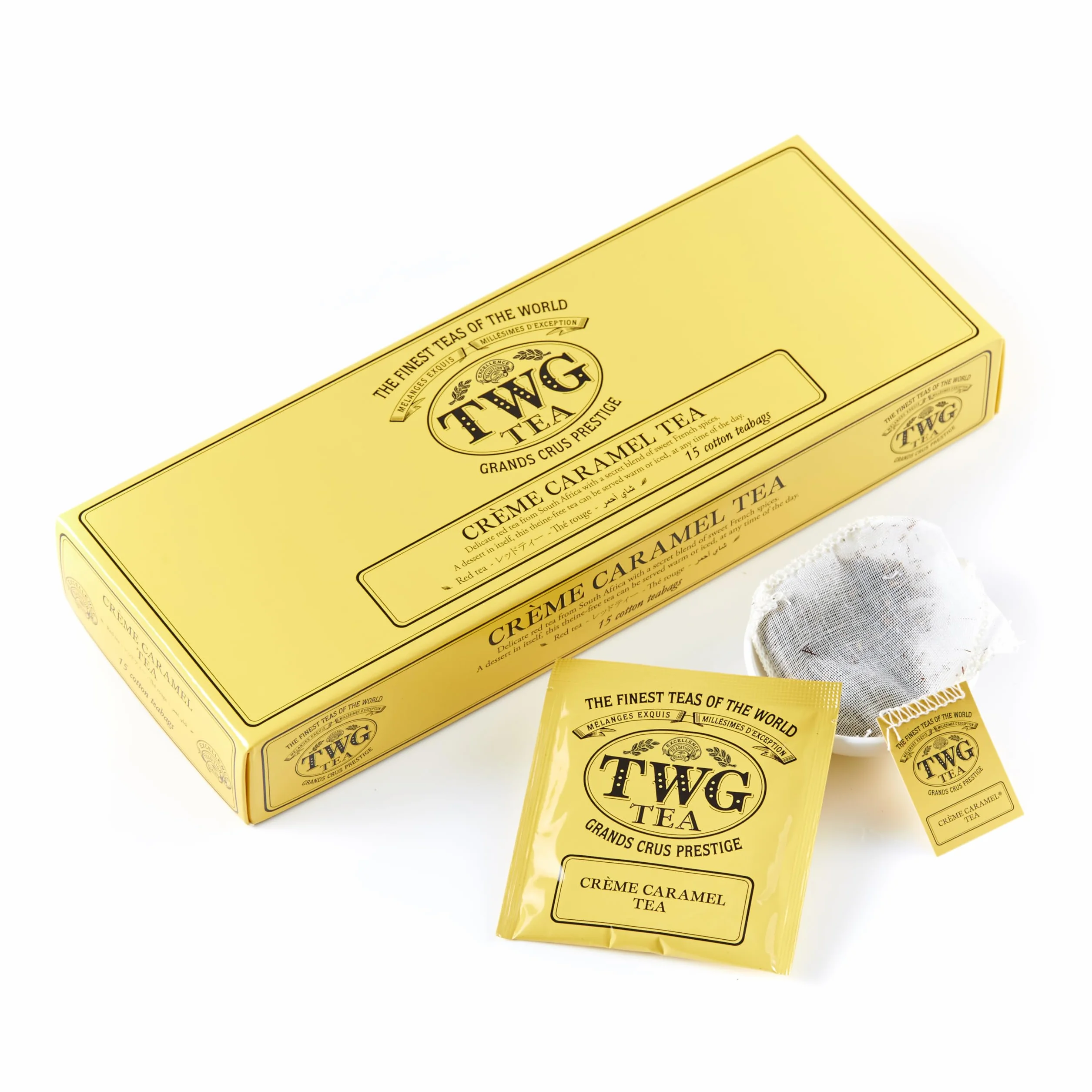 TWG Tea | Crème Caramel Tea | Thé Rooibos | Caramel Sans-Theine | 15 Sachets de Thé en Coton Cousus à la Main | Coffret Cadeau