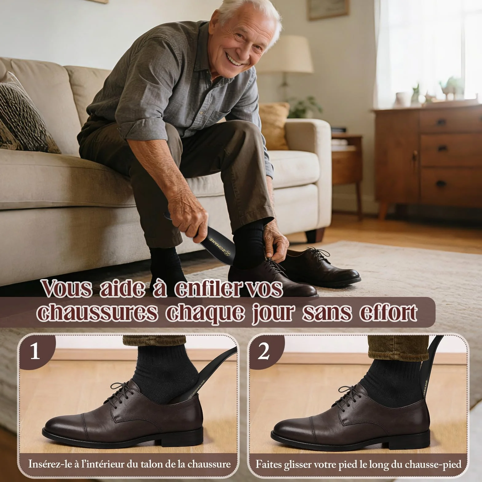 ZOMAKE Chausse Pied en Acier Inoxydable 19cm avec Crochet et Trou