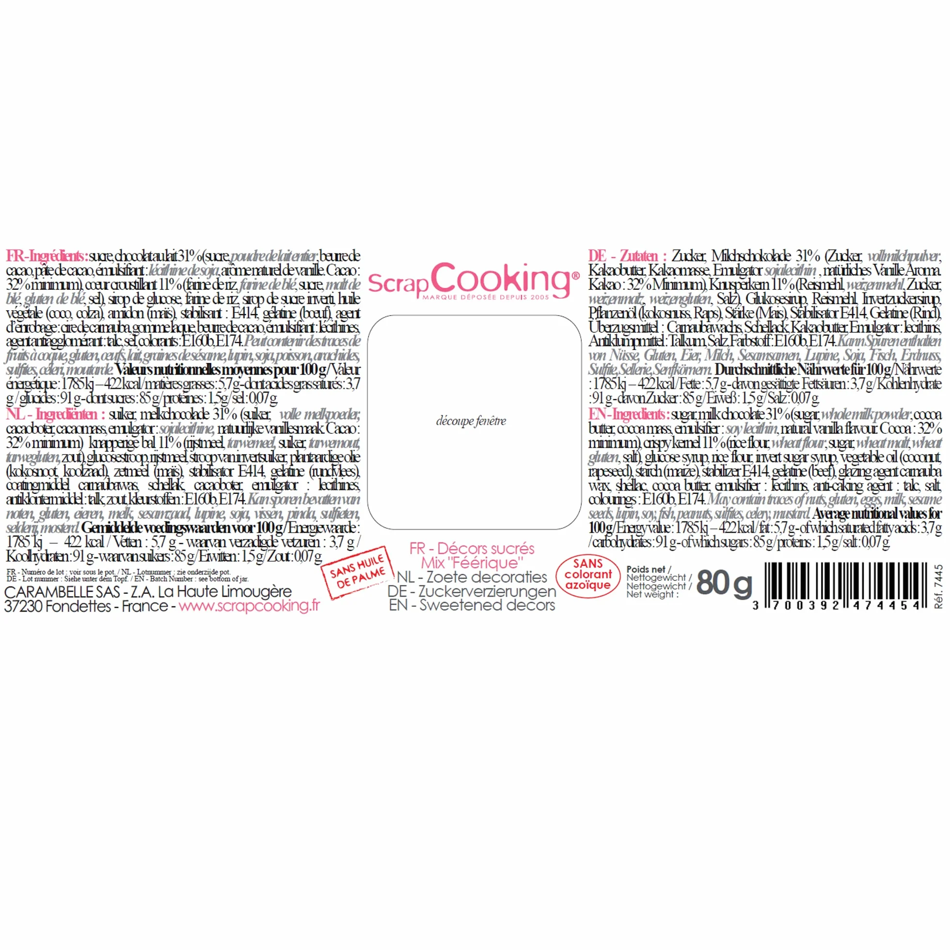 ScrapCooking - Décors Sucrés Féerique 80g - Doré, Argent, Blanc - Perles en Sucre Décoration Pâtisserie, Desserts, Gâteaux, Biscuits, Cupcakes, Anniversaires - Cake Design - 7445