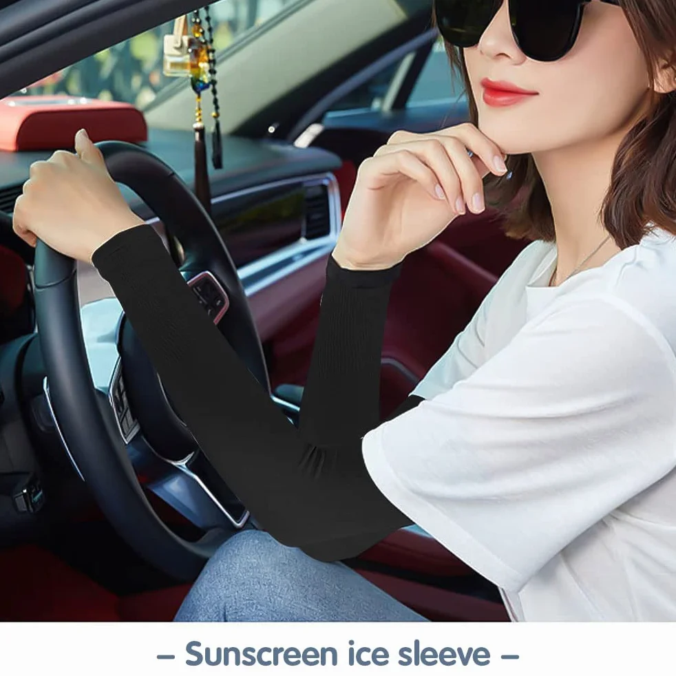 Manchette Bras Homme Unisexe Soie Glacé Manche Protection Solaire Élastique Respirant pour Activité en Dehors