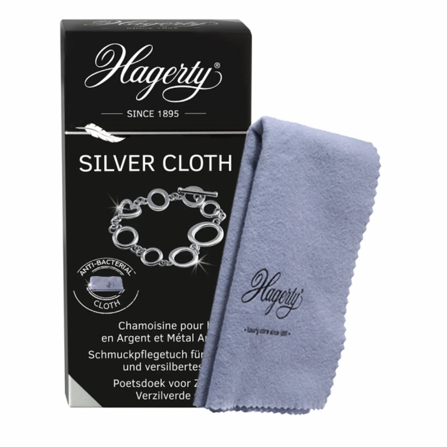 Hagerty Chamoisine imprégnée 100% coton 36 x 30 cm Nettoyage anti-ternissement pour argenterie