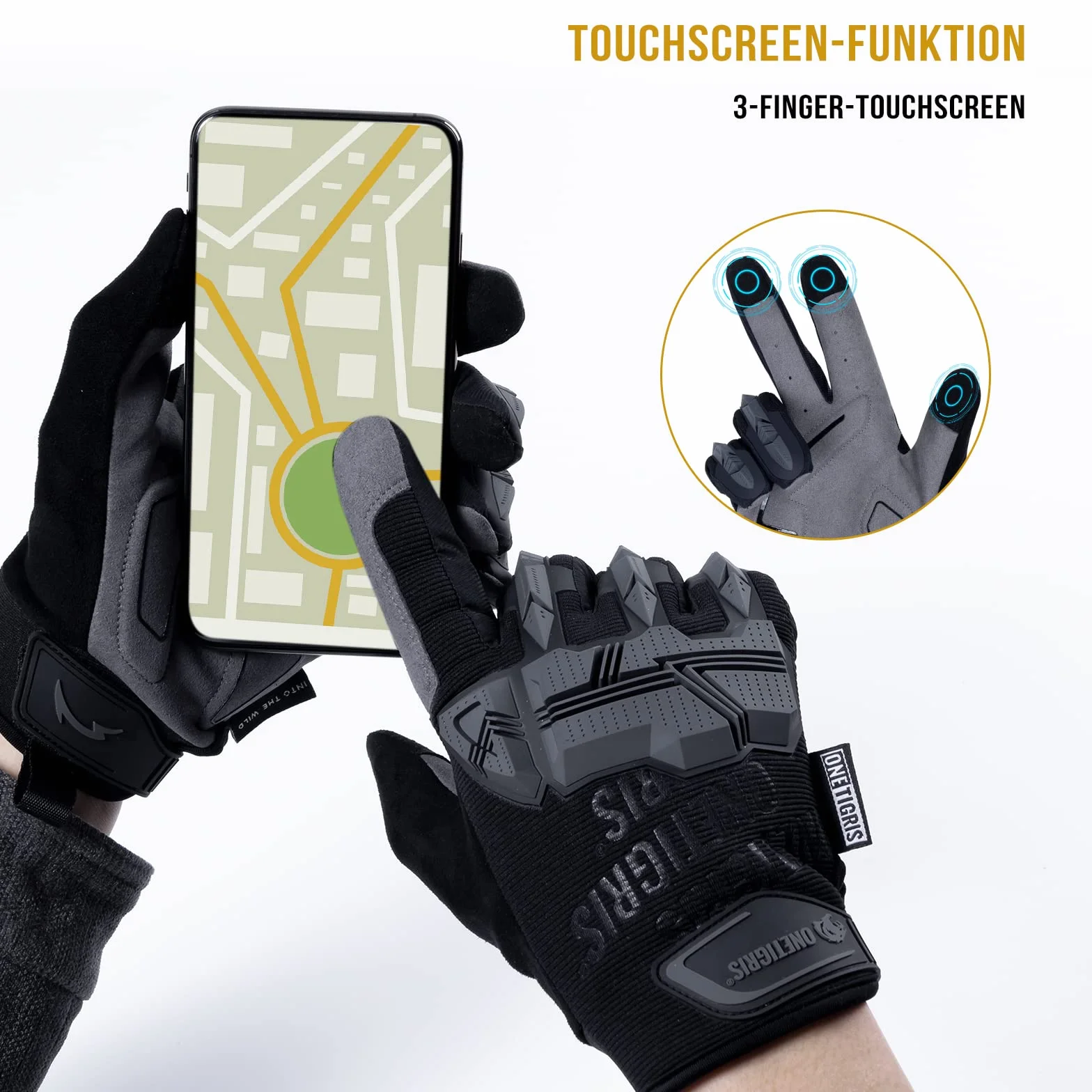 OneTigris Gants Tactiques Militaires Tactile pour Moto Escalade Airsoft Paintball Randonnée Chasse Cyclisme
