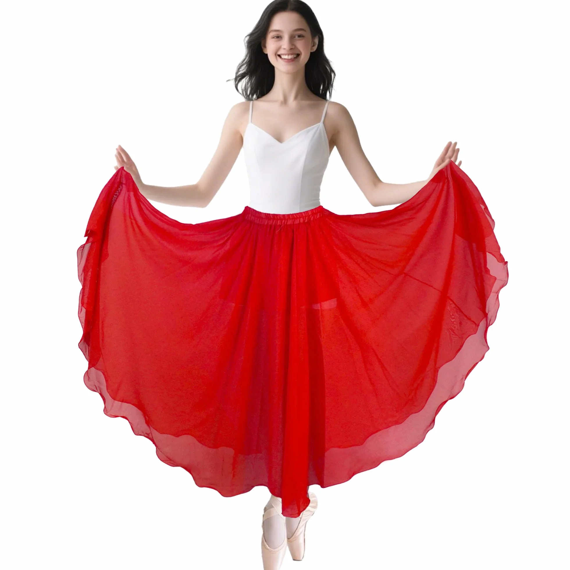 Jupe Danse Orientale en Chiffon pour Femme, Jupe Flamenco Danse du Ventre
