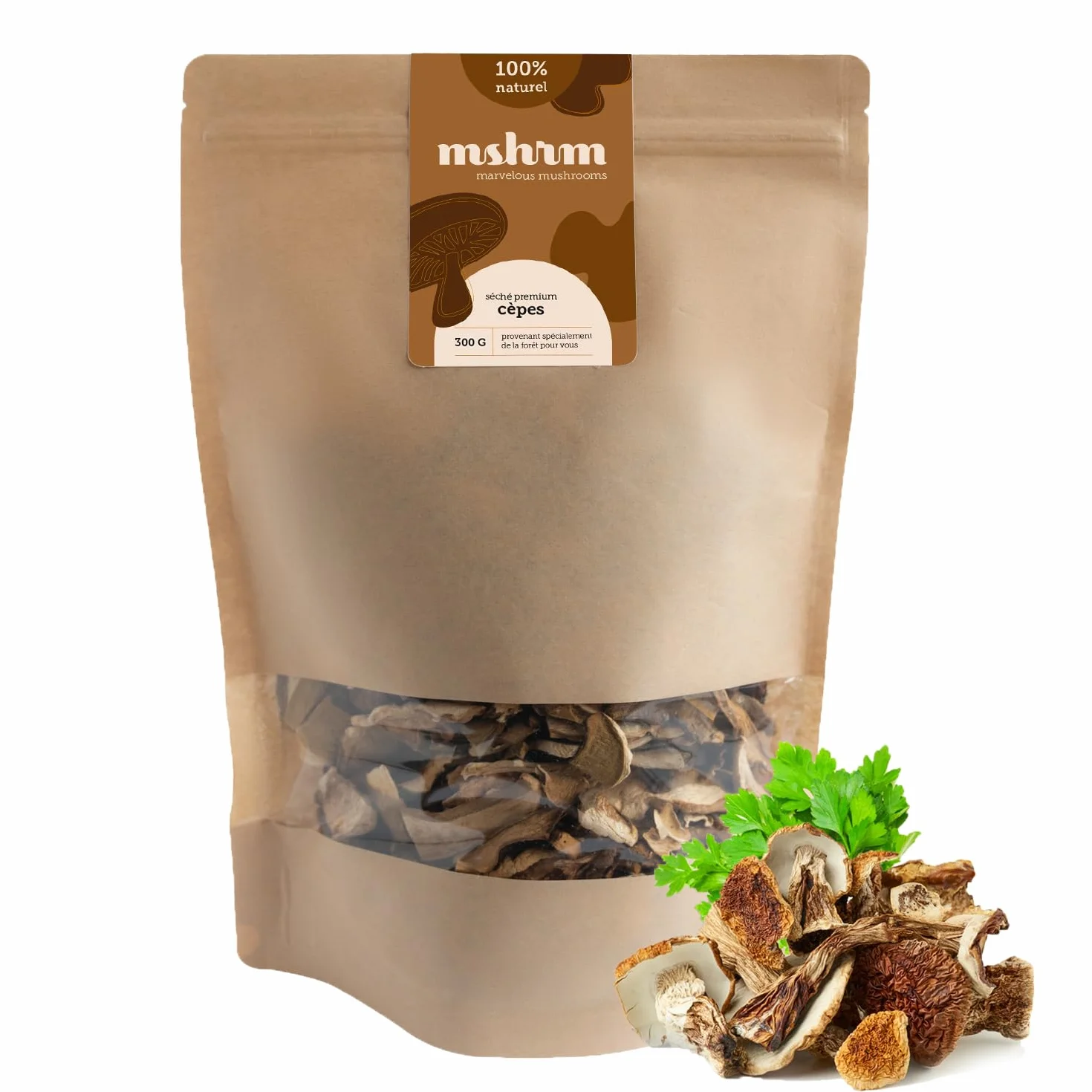 MSHRM Cèpes Séchés 300g - Classe 1 - Champignons séchés de qualité supérieure pour la consommation - Cèpes séchés issus de l'agriculture durable - Porcini Cèpes séchés
