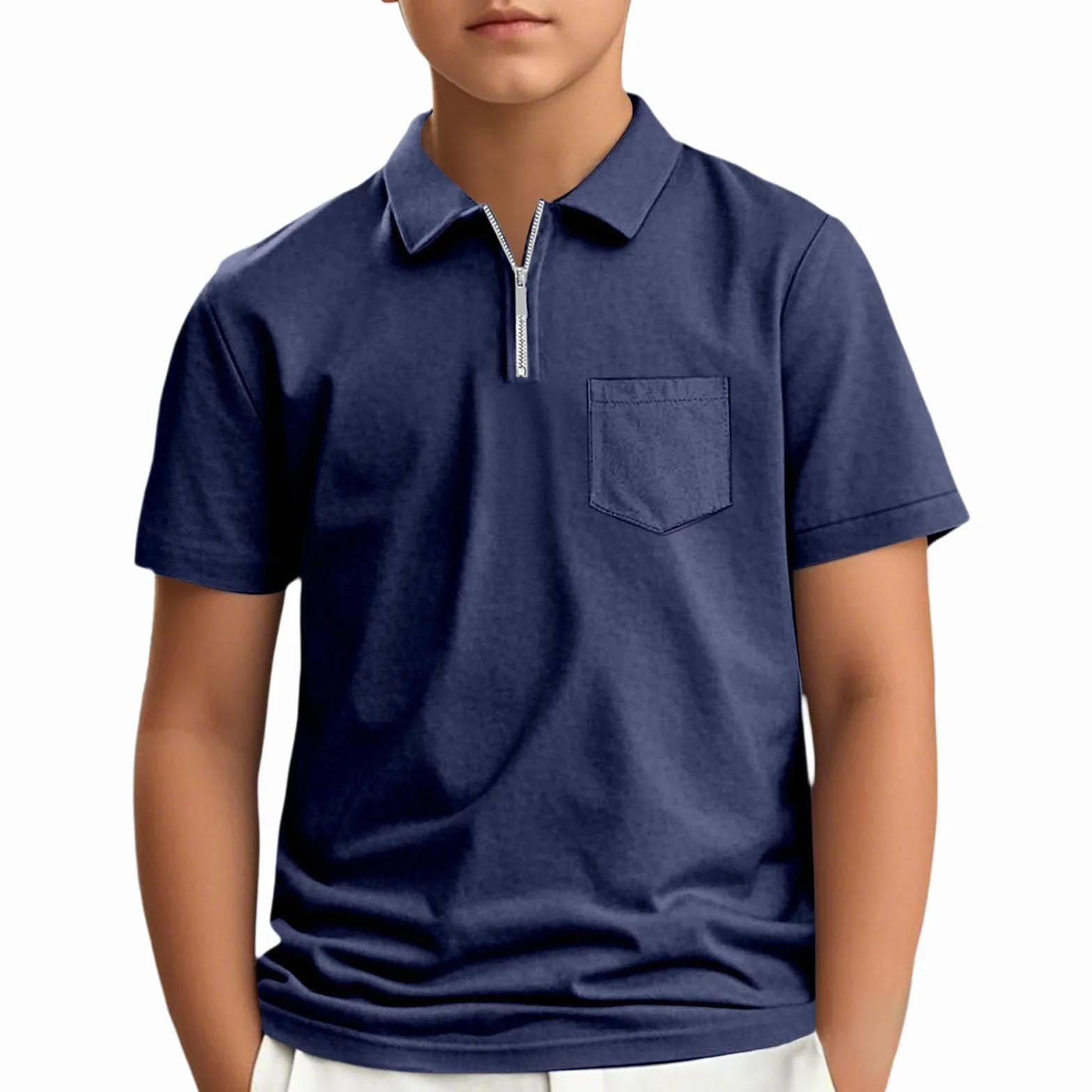 Polo Chic Col Rond Enfant Garçon T Shirt Manche Courte Printemps Été Confortable