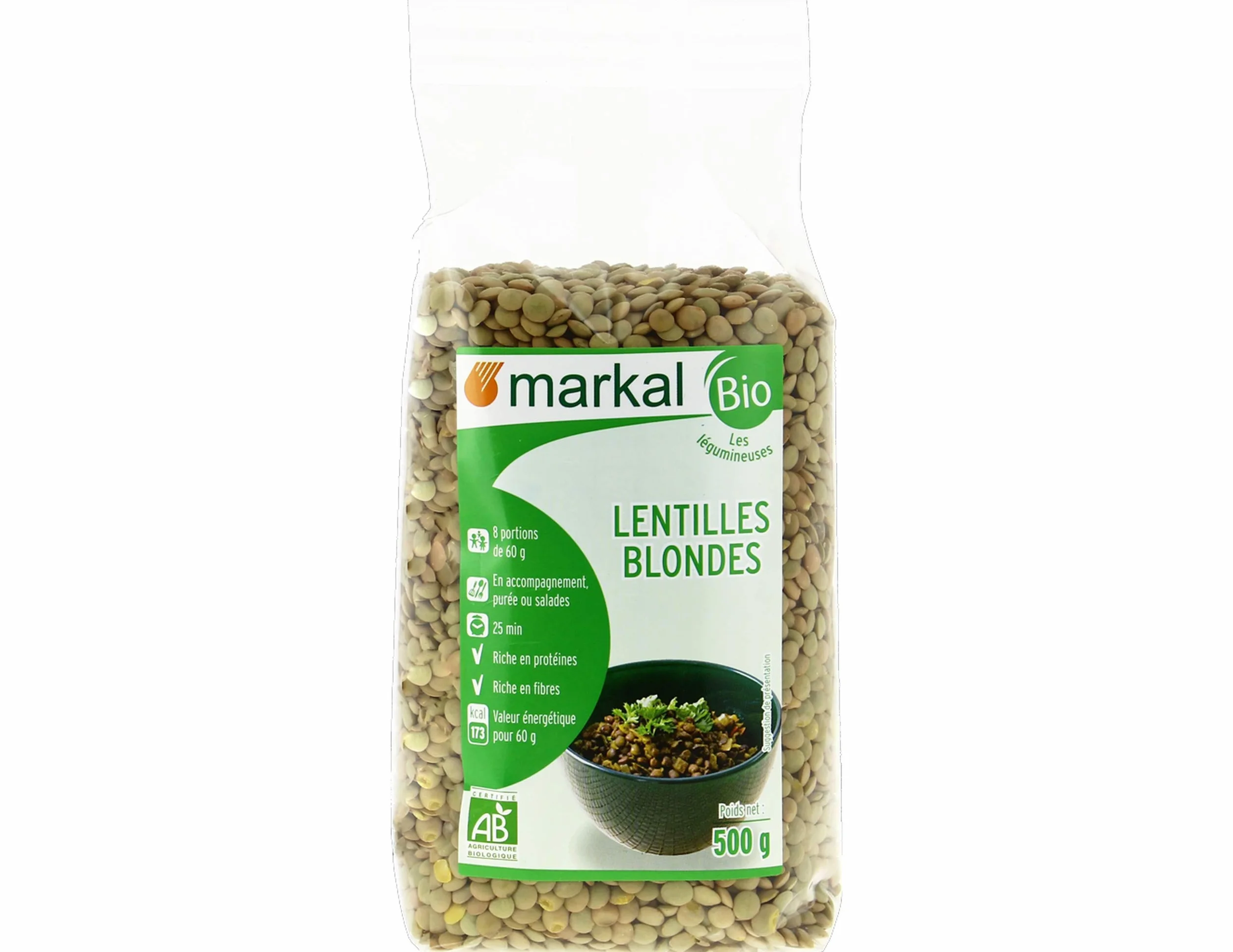 MARKAL Lentilles Blondes 500G Bio - Le paquet de 500g