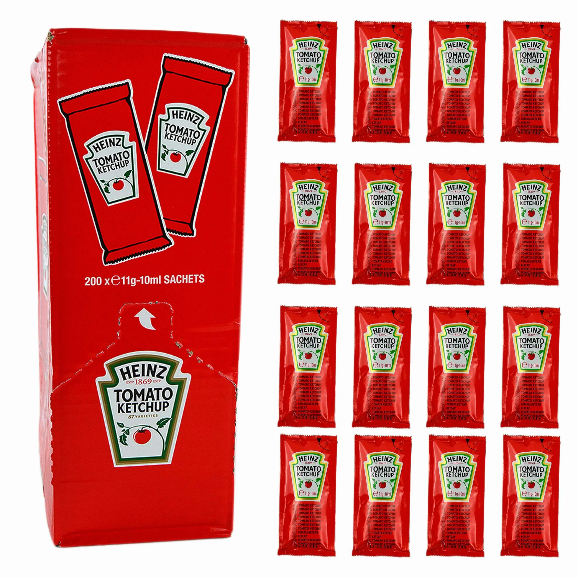 Heinz Lot de 200 sachets de 11 g. Idéal pour les patines, les paninis, les amburger et les sandwichs.