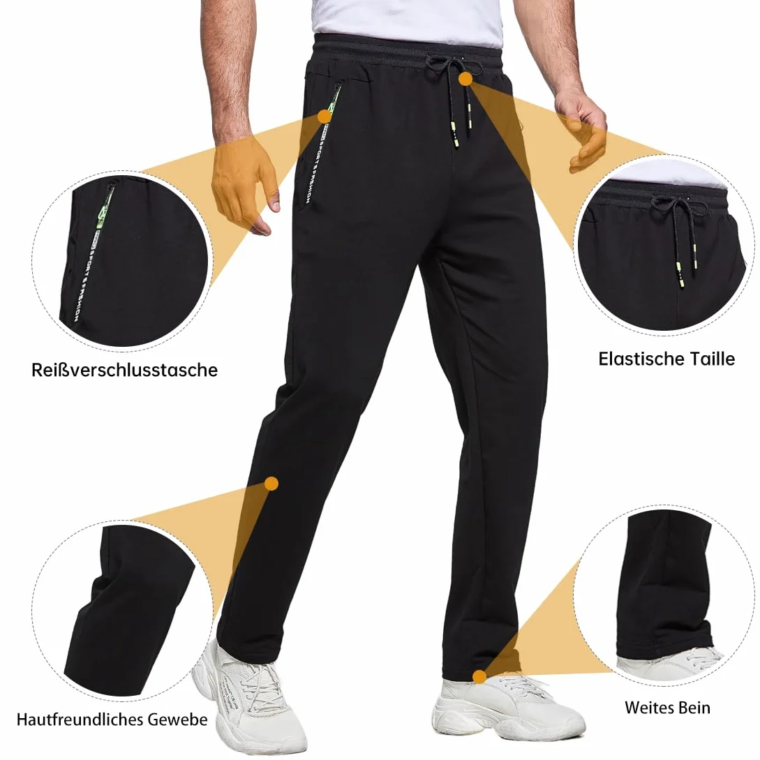 Pantalons de Survêtement Hommes Coton avec Poches Zippées