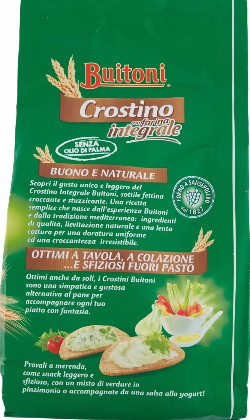Lot de 6 croûtons Buitoni Crostino con farina Integrale avec farine de blé entier 300 g riche en fibres