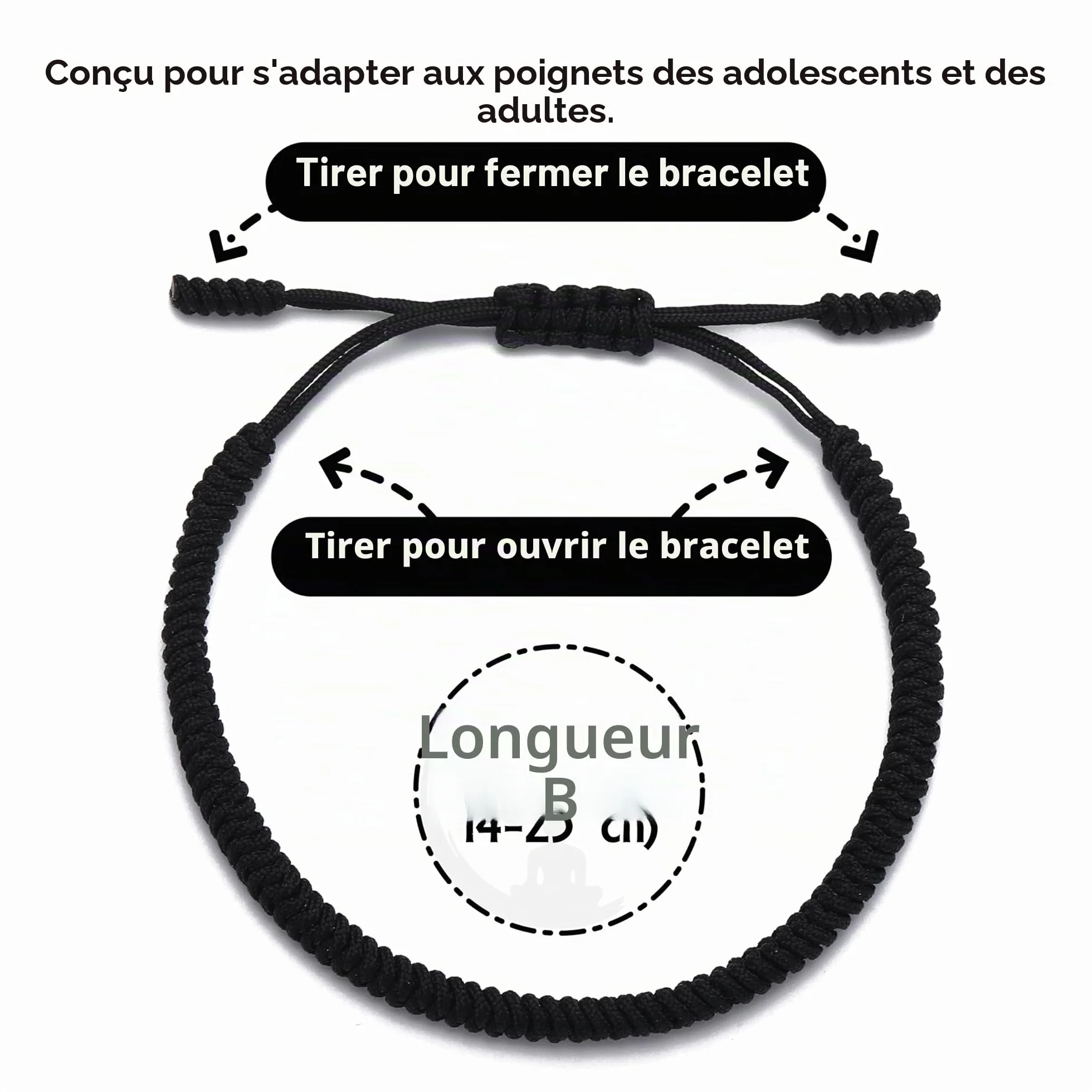 Bracelet porte-bonheur LUCKY BUDDHIST en Nylon réglable pour hommes et femmes