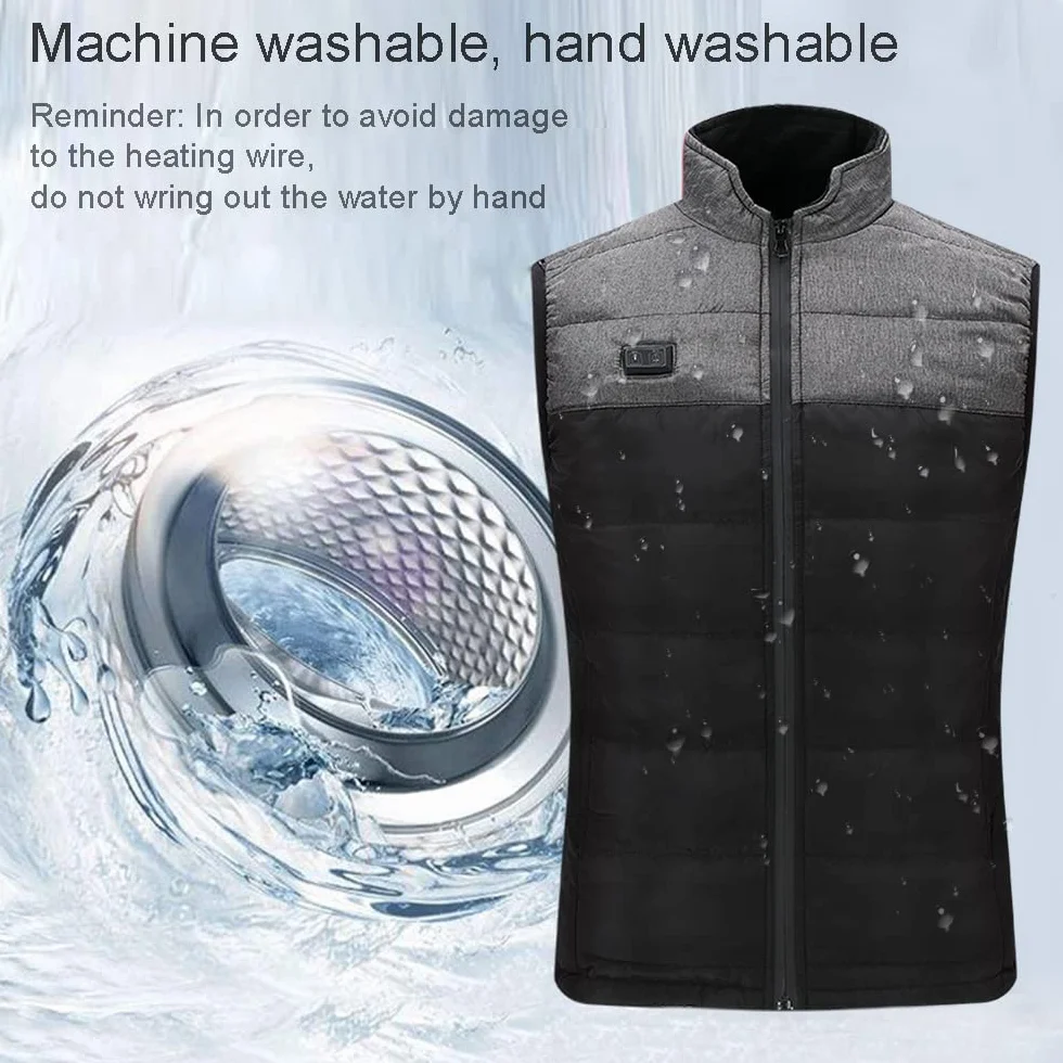 Veste Chauffante Homme USB 9 Zones Gilet Chauffant Moto Doudoune Sans Manche Femme Blouson Chasse Thermique Électrique Hiver