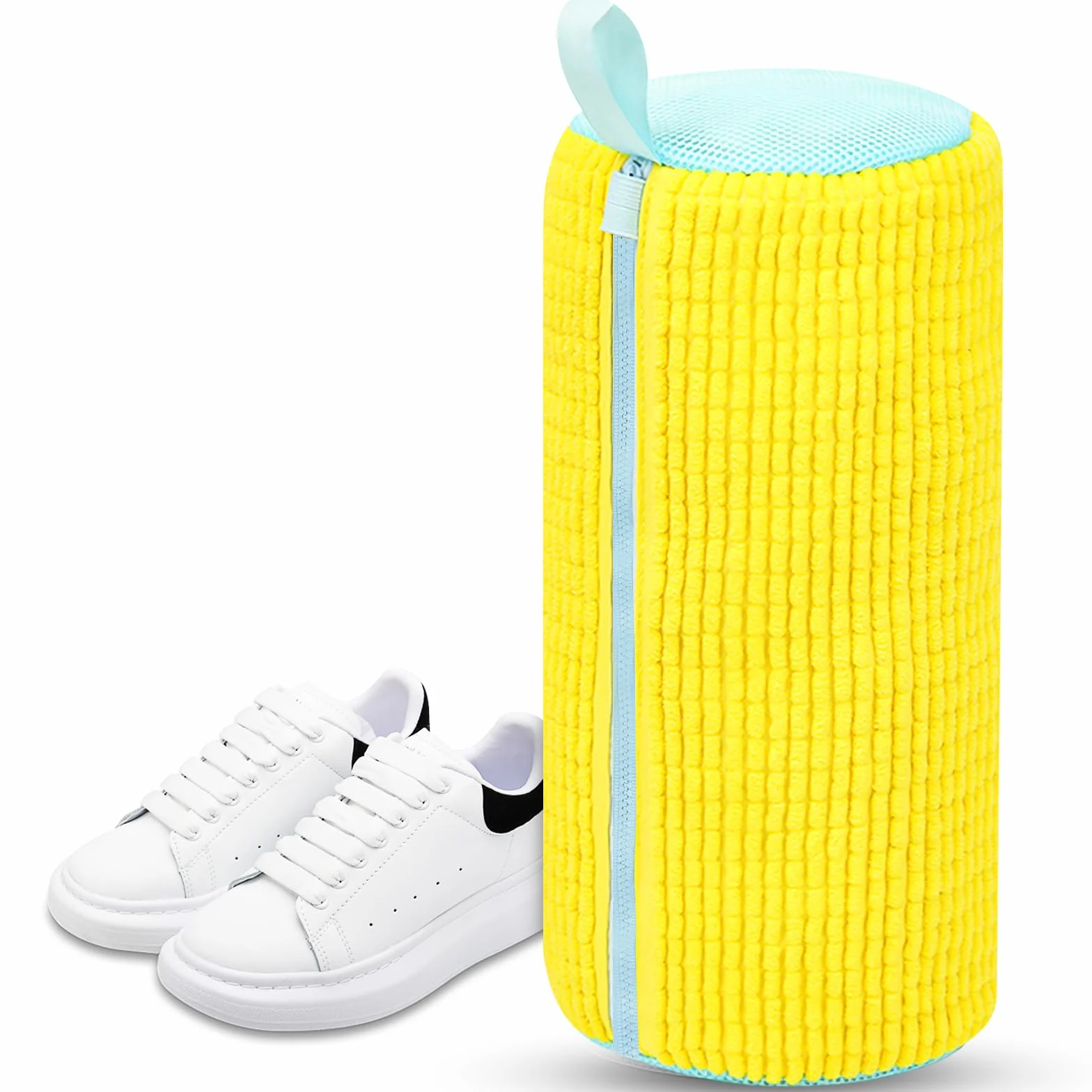 Sac Lavage Chaussures Machine à Laver Réutilisable Portable 360° avec Fermeture Éclair pour Baskets
