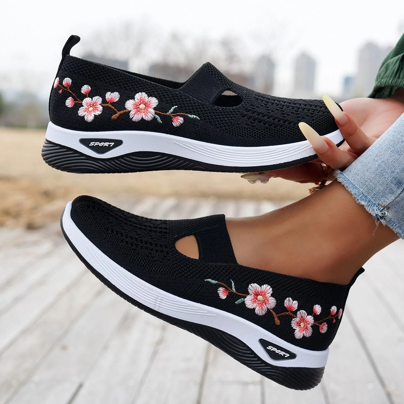 Chaussures Orthopédiques Femme Basket Confortable Mémoire de Forme Pieds Larges sans Lacet