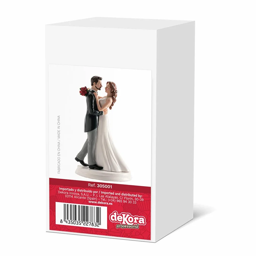 dekora – Figurine gâteau de mariage «Couple Marié Dansant » 16 cm – Décoration de Gâteau de mariage en Résine – Design Original et Détaillé – Cake topper Apte au Contact Alimentaire