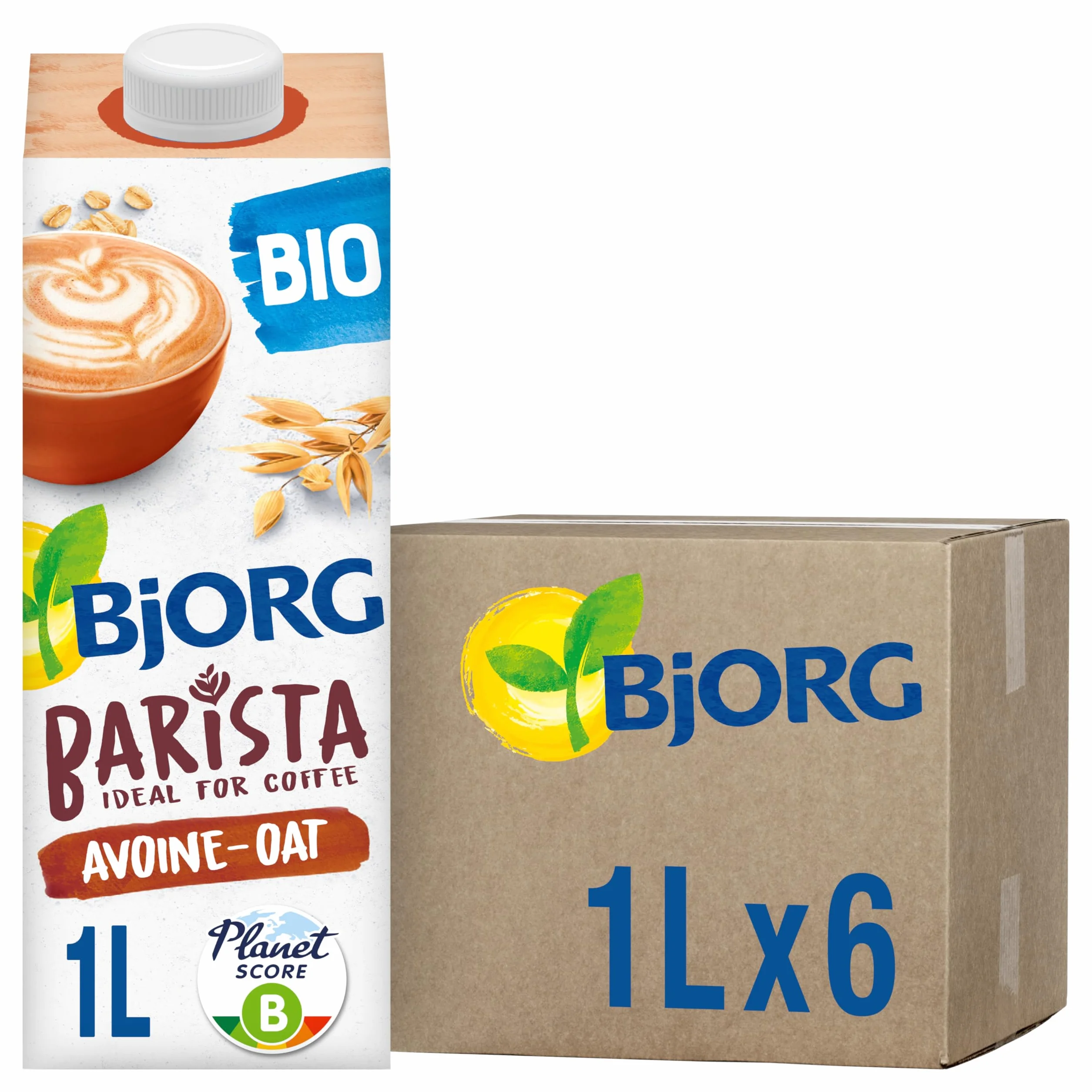 BJORG - Boisson Avoine Barista - Boisson Végétale Bio - Pauvre en Acides Gras Saturés - Idéal Café et Latte Art - 1 L x 6