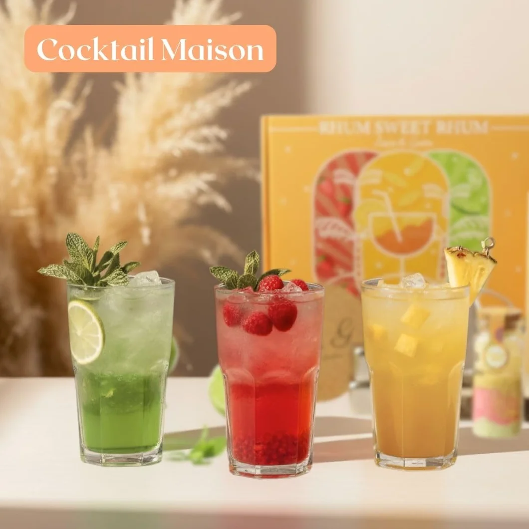 L&G - Coffret Rhum Arrangé “RhumSweetRhum” | Kit Fabrication Maison avec Épices Naturelles | 3 Fioles Saveurs Exotiques + Glaçons + Dessous de Verre | Idée Cadeau Noël ou Secret Santa